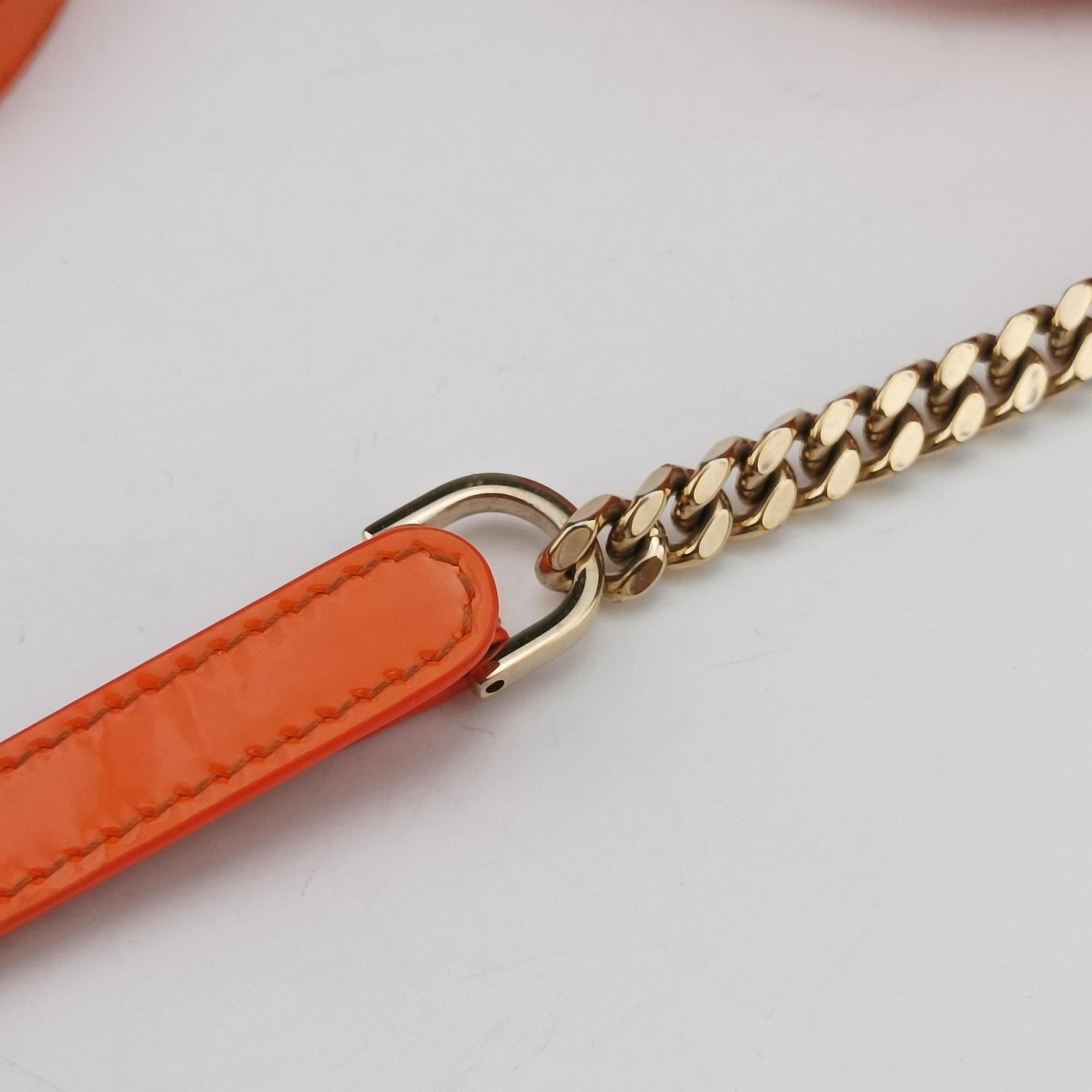 Pre-owned VERSACE La Medusa Orange patent  shoulderbag | stylenewstar