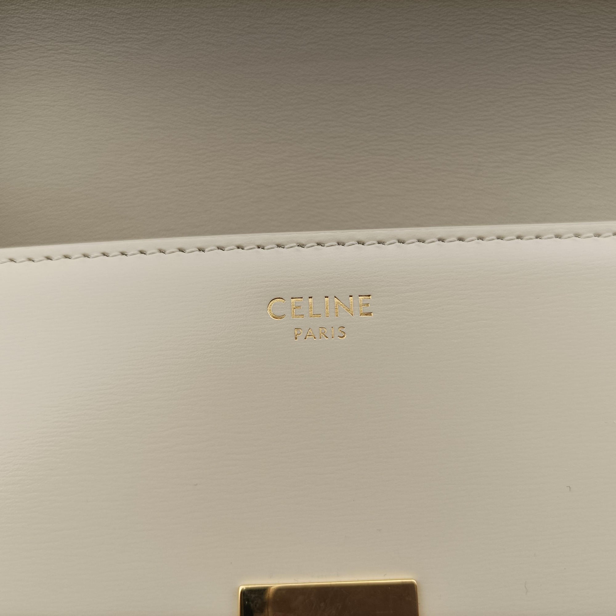 Pre-owned Celine Claude Triomphe Beige Leather  shoulderbag | stylenewstar