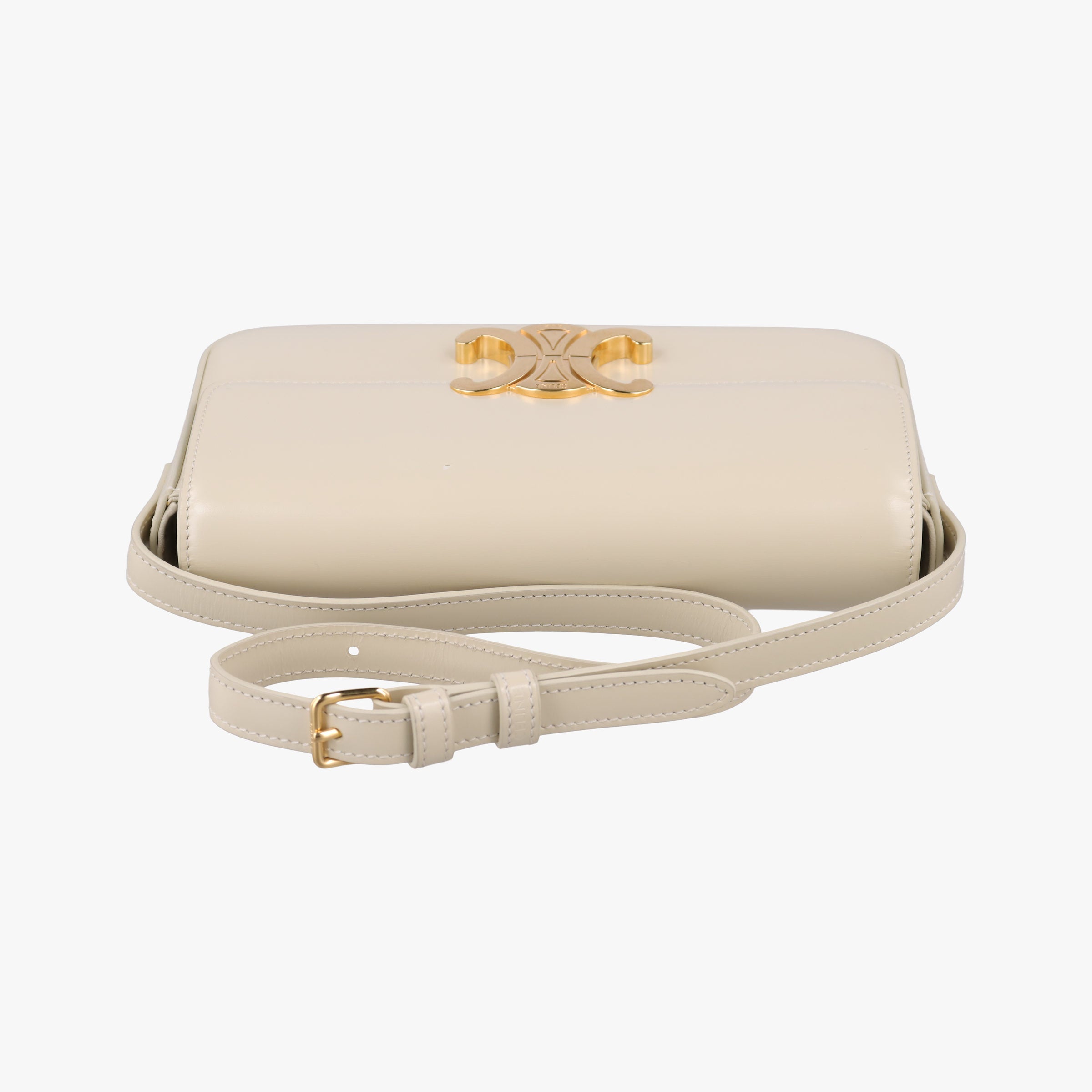 Pre-owned Celine Claude Triomphe Beige Leather  shoulderbag | stylenewstar