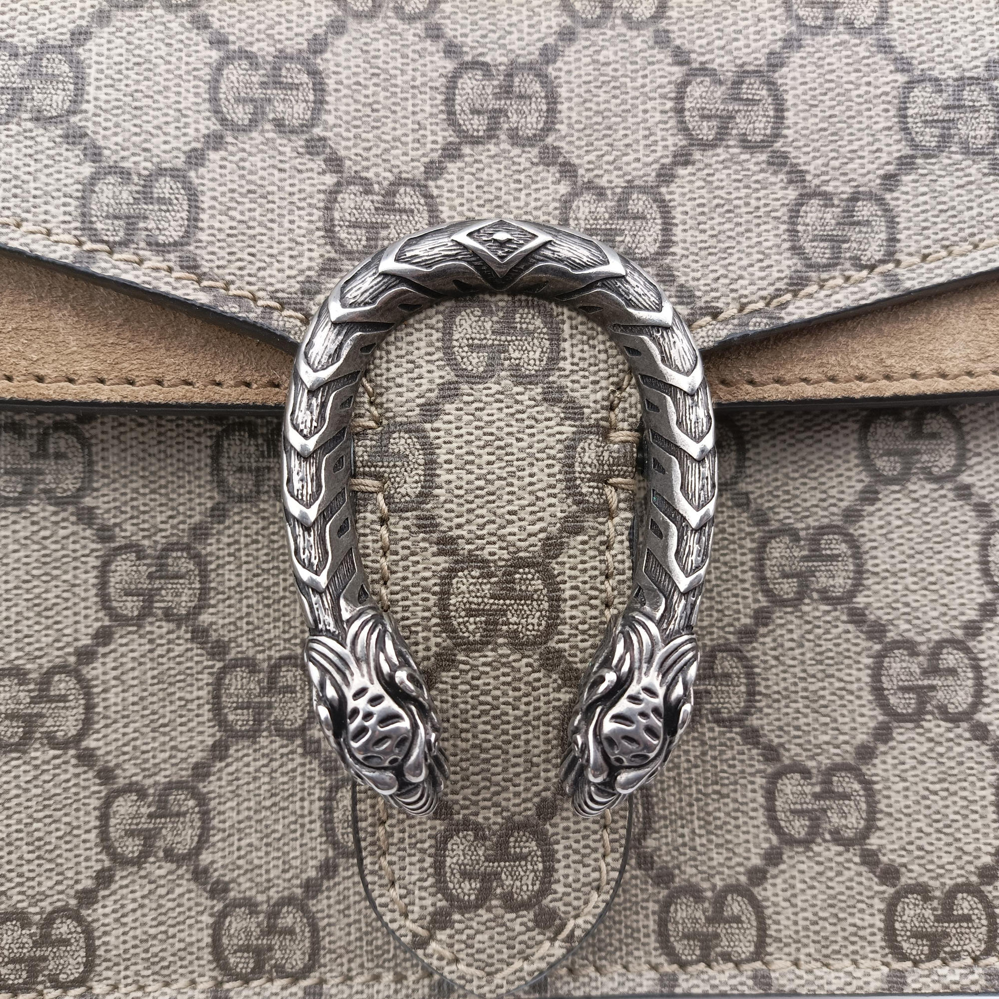 Pre-owned Gucci Dionysus Beige×Brown PVC coated canvas × suede 421970 shoulderbag | stylenewstar
