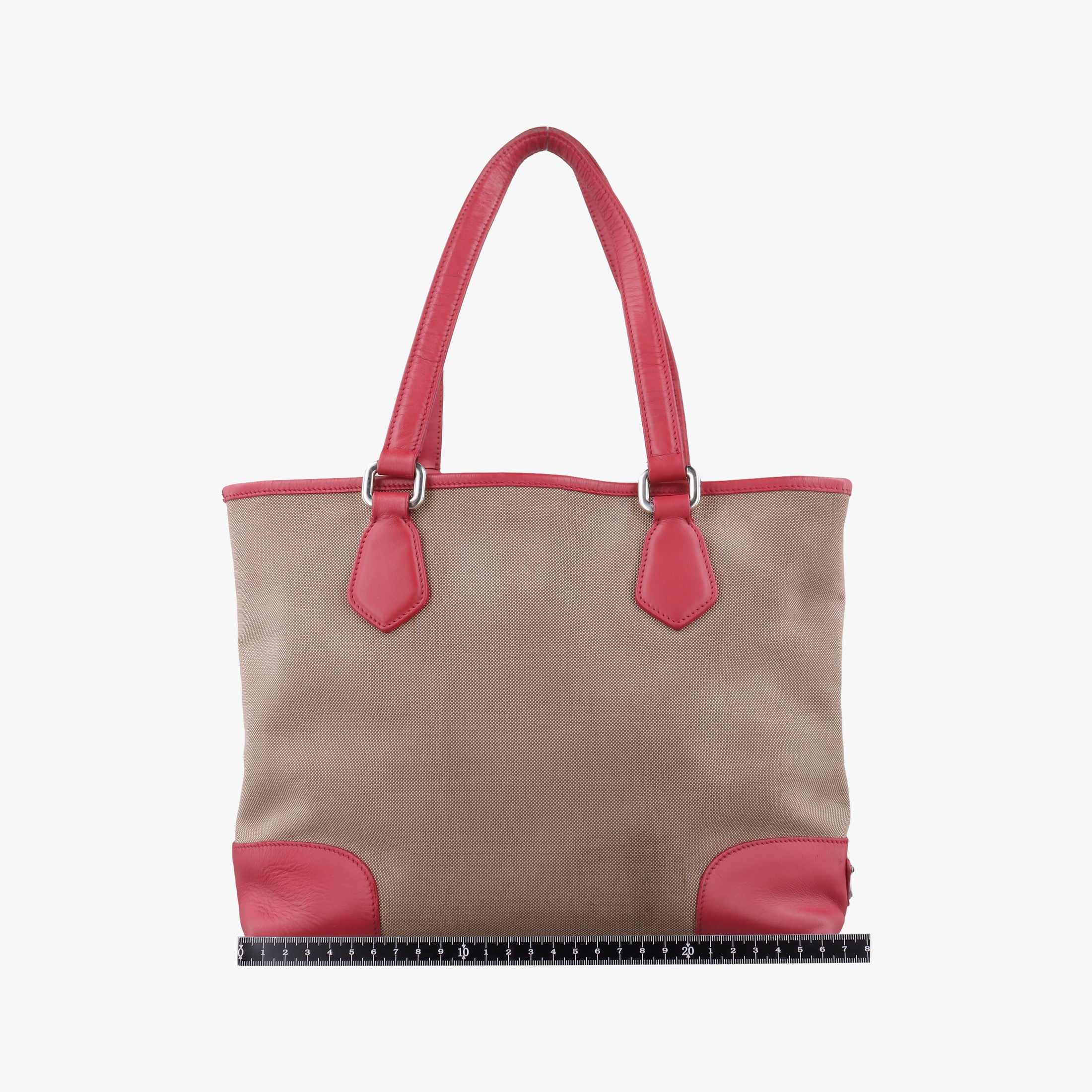 Pre-owned Prada logo jacquard khaki×red Fabric × leather  shoulderbag | stylenewstar