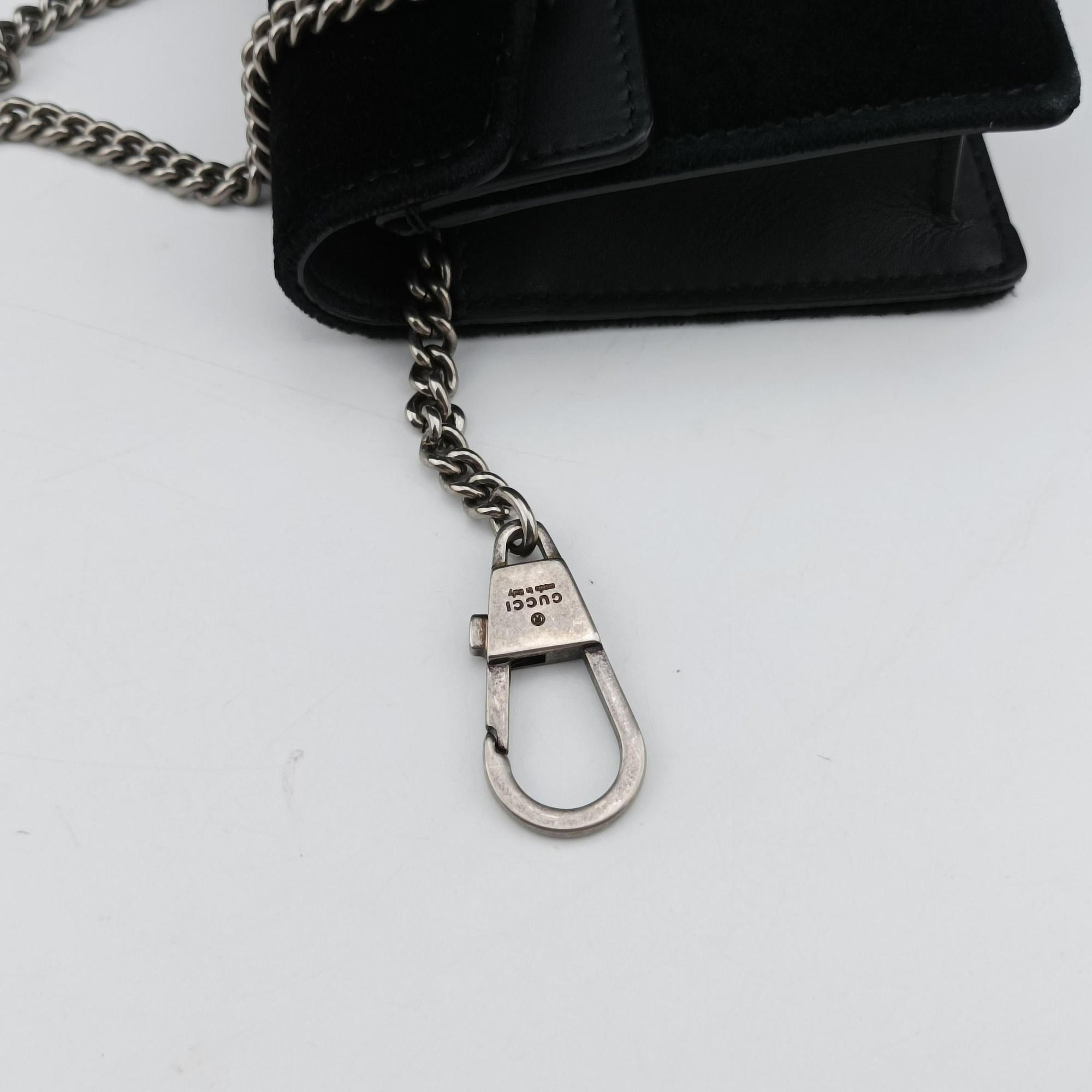 Pre-owned Gucci Dionysus Black velour×Leather 476432 shoulderbag | stylenewstar