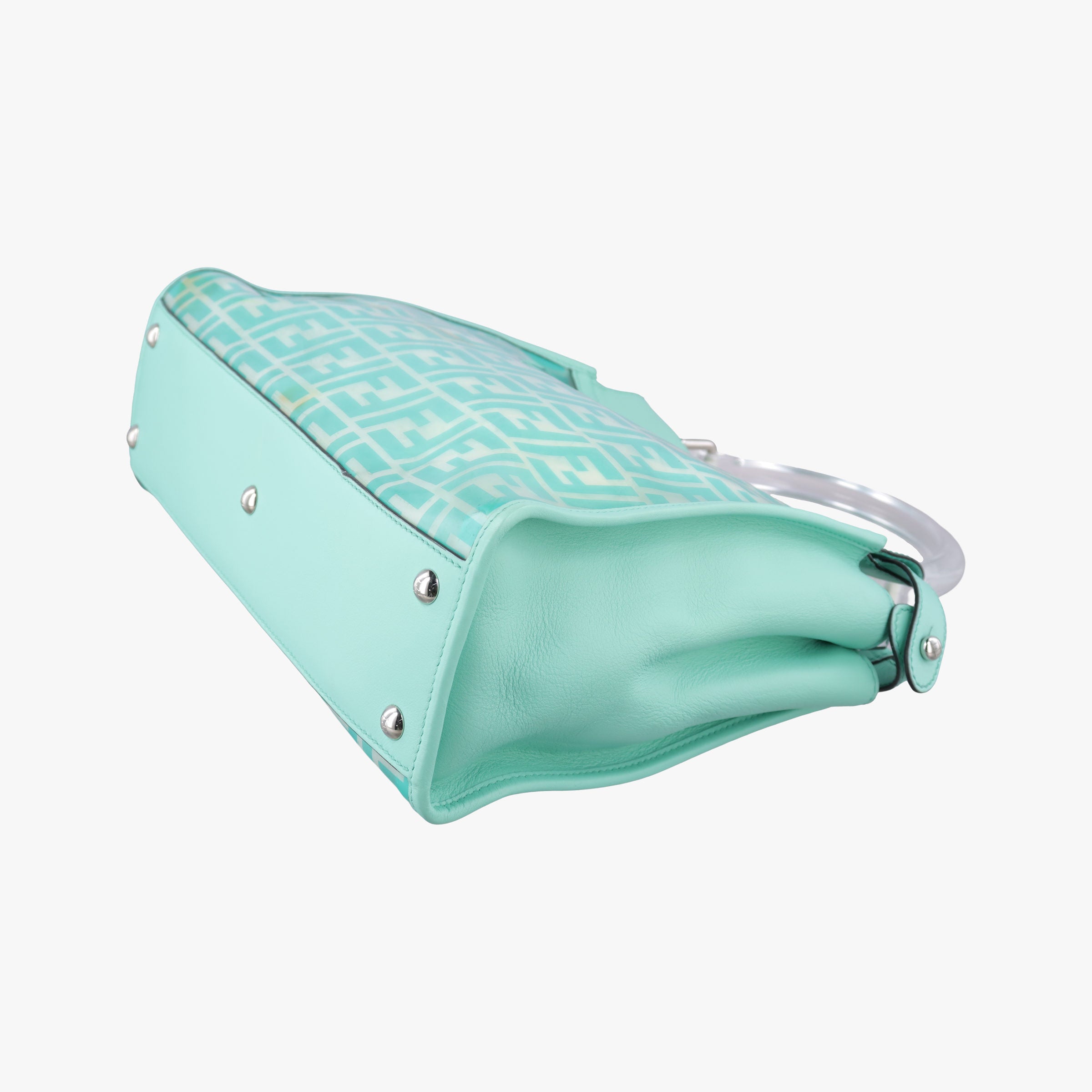 Pre-owned Fendi PEEKABOO Green Clear PVC× Leather 8BN290 shoulderbag | stylenewstar
