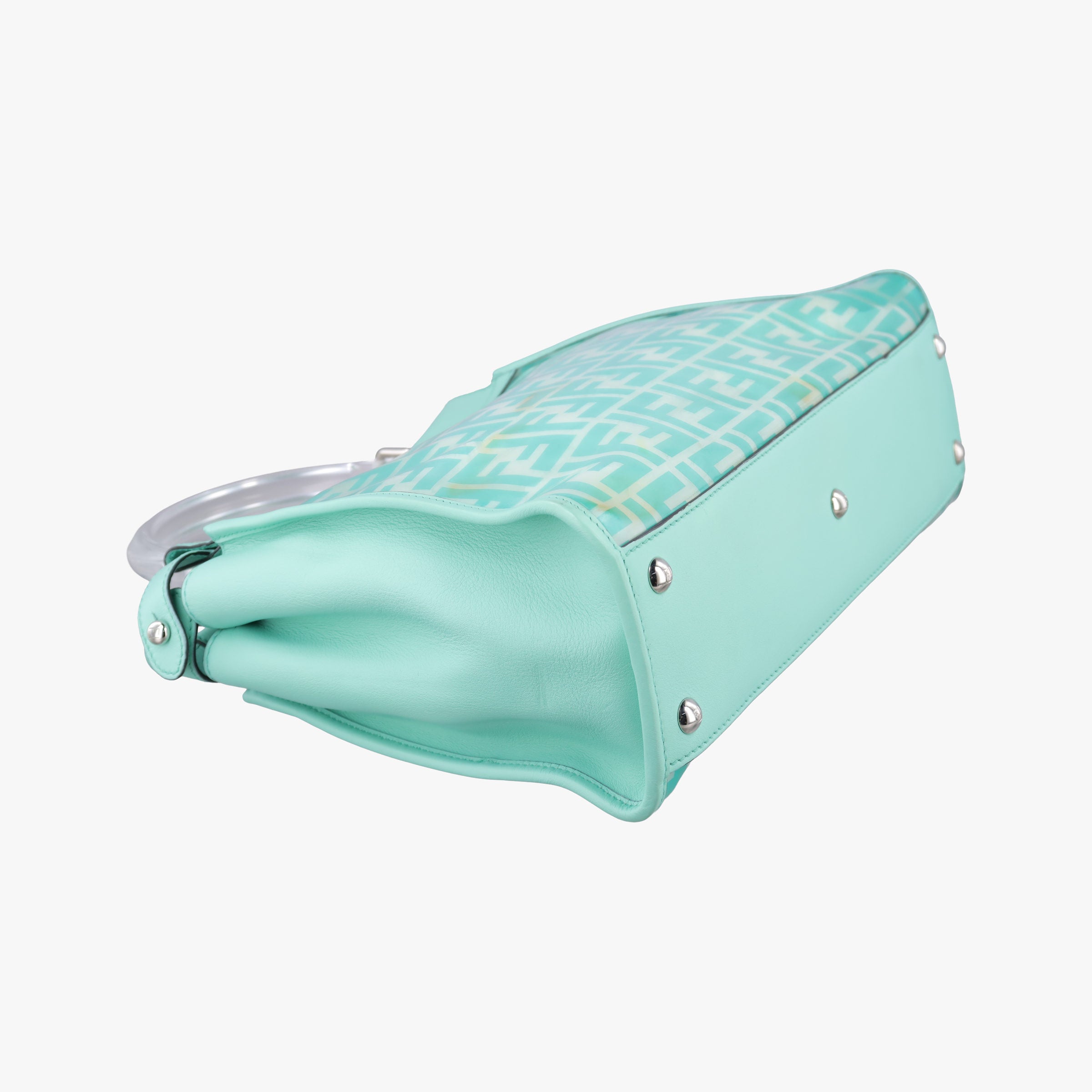 Pre-owned Fendi PEEKABOO Green Clear PVC× Leather 8BN290 shoulderbag | stylenewstar