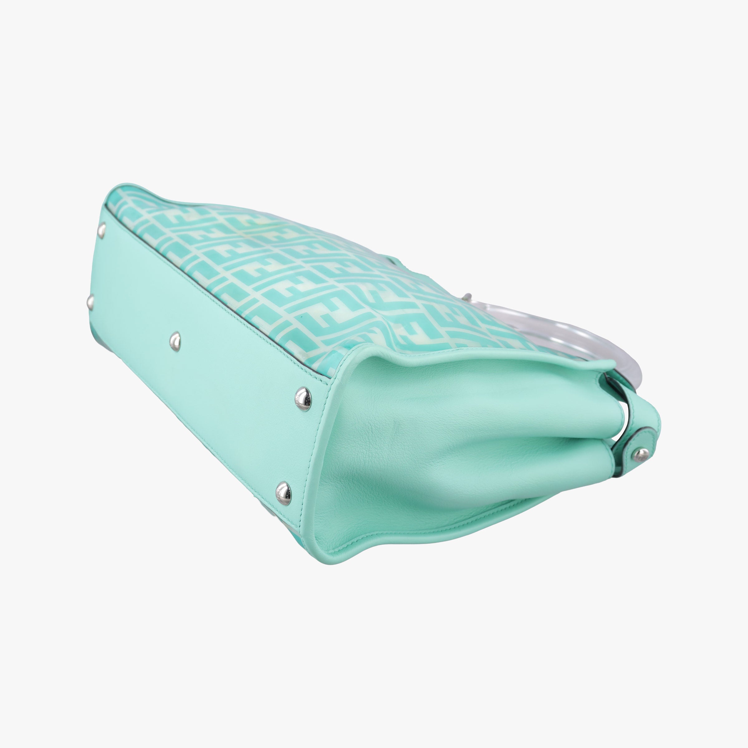 Pre-owned Fendi PEEKABOO Green Clear PVC× Leather 8BN290 shoulderbag | stylenewstar