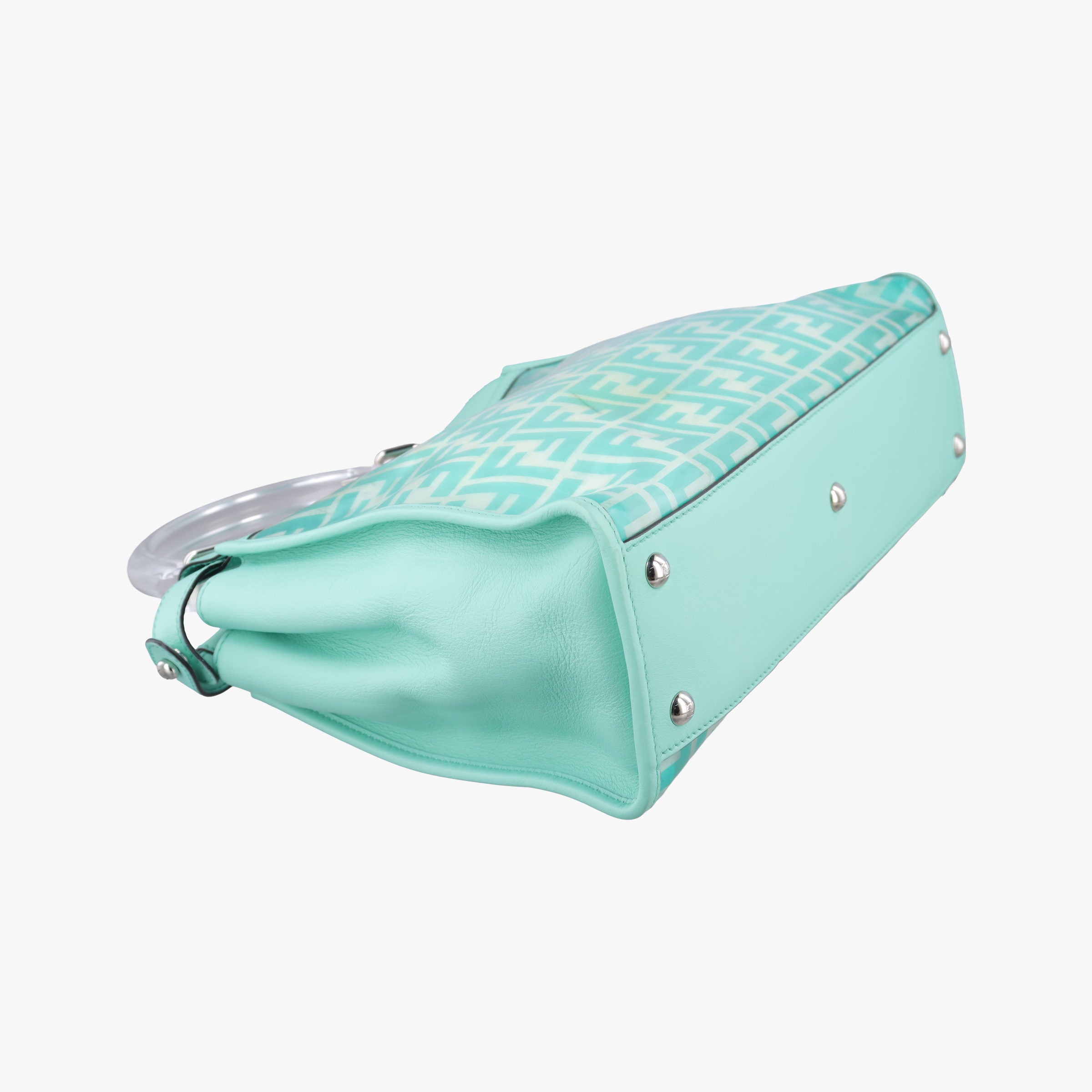 Pre-owned Fendi PEEKABOO Green Clear PVC× Leather 8BN290 shoulderbag | stylenewstar