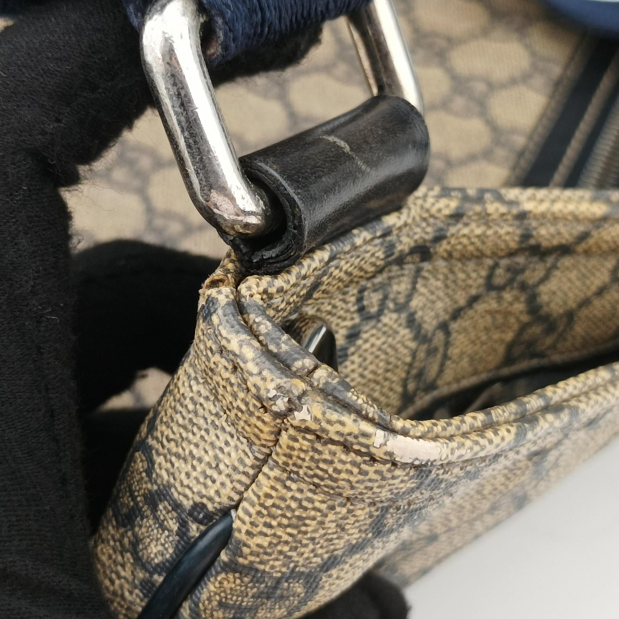 Pre-owned Gucci GG Supreme Messenger Brown×Navy PVC coated canvas 295257 shoulderbag | stylenewstar