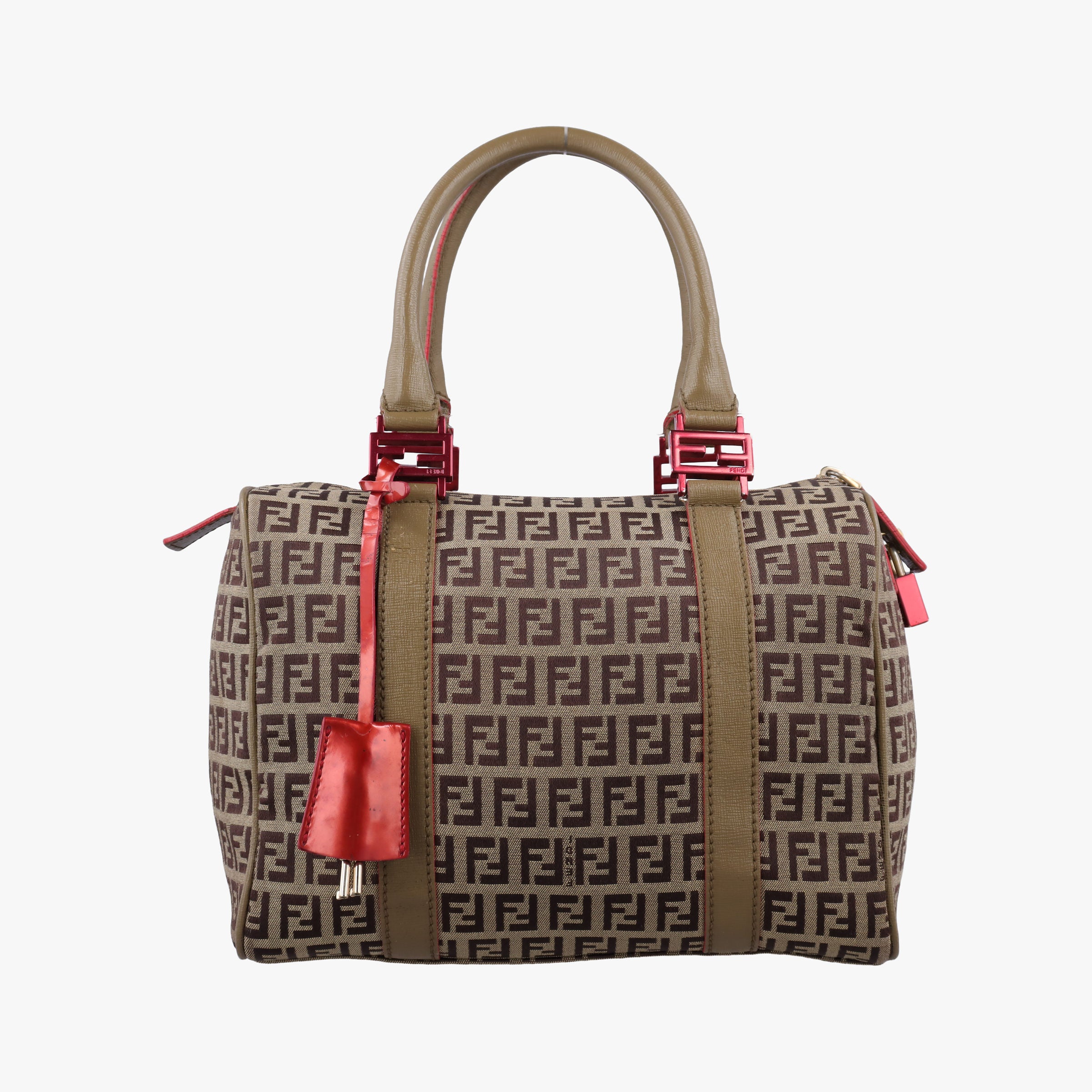 Pre-owned Fendi Zucchino Glitter Logo Multicolour canvas 8BL068 bostonbag | stylenewstar