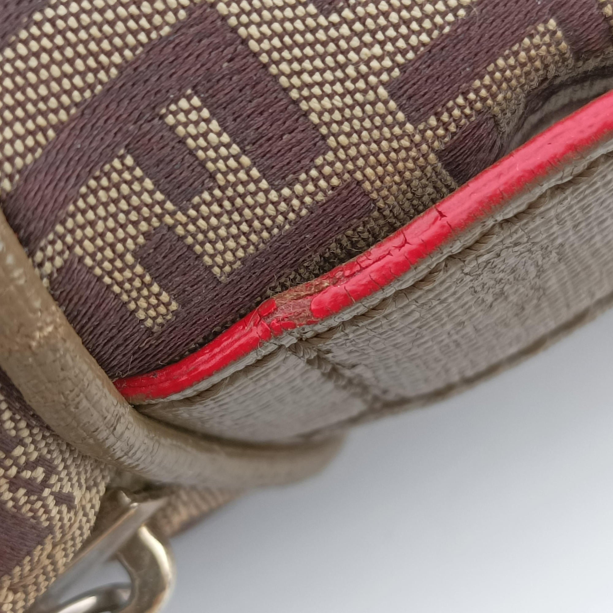 Pre-owned Fendi Zucchino Glitter Logo Multicolour canvas 8BL068 bostonbag | stylenewstar