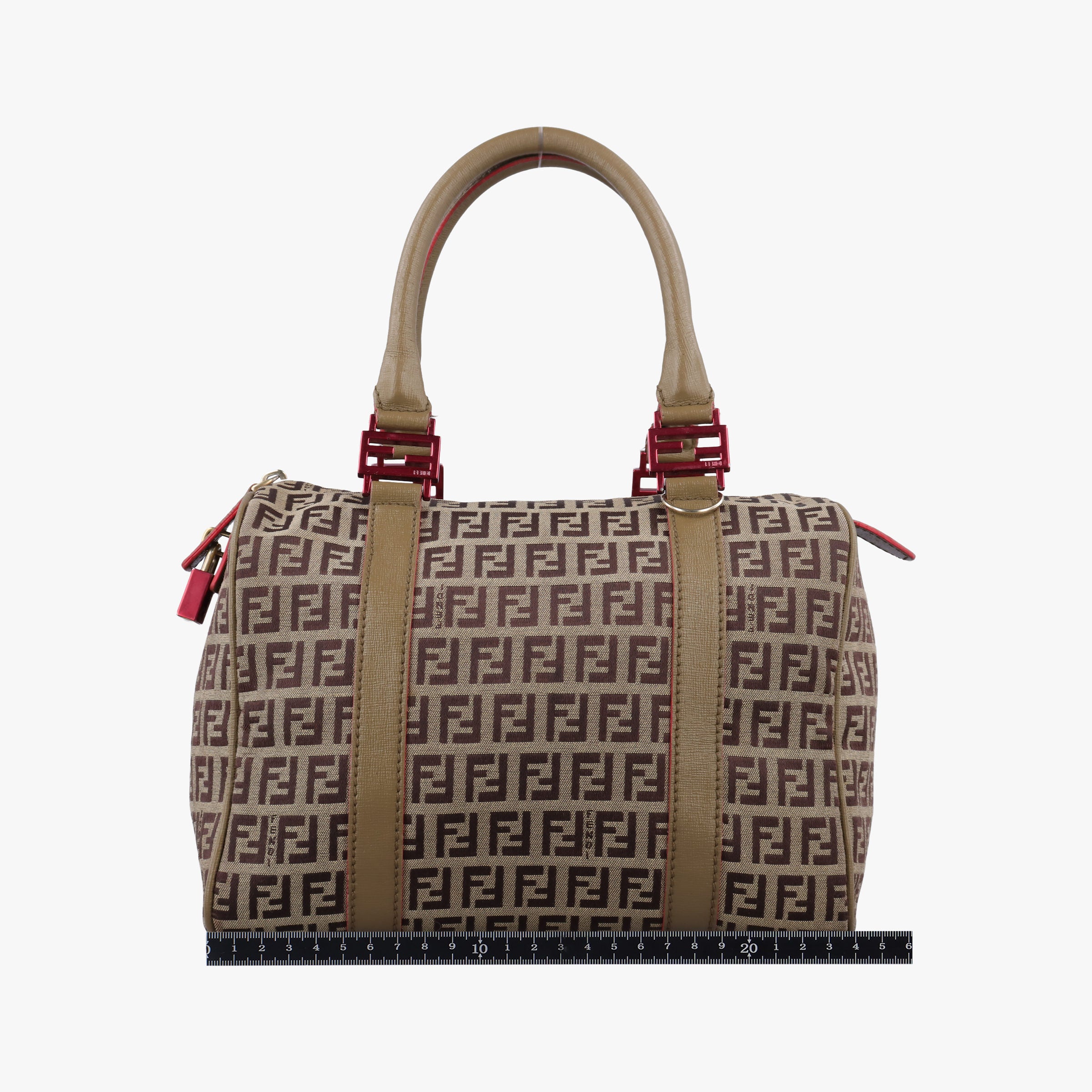 Pre-owned Fendi Zucchino Glitter Logo Multicolour canvas 8BL068 bostonbag | stylenewstar