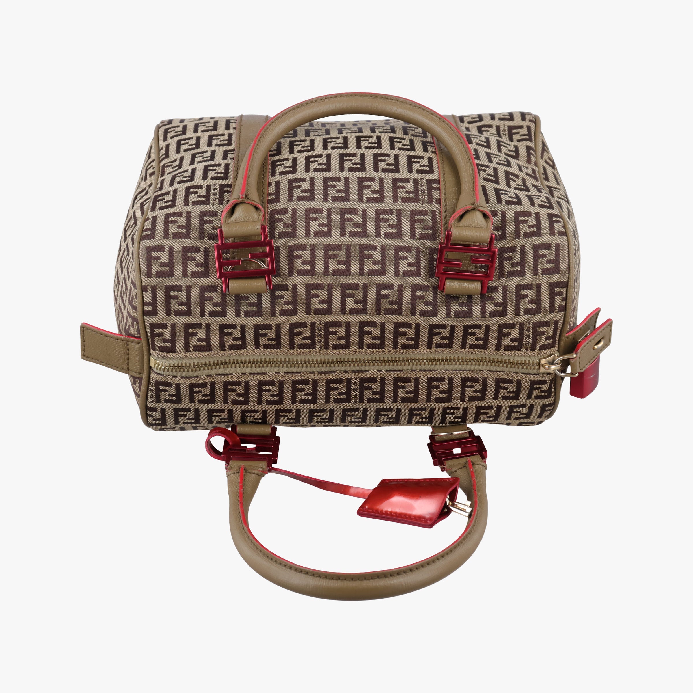 Pre-owned Fendi Zucchino Glitter Logo Multicolour canvas 8BL068 bostonbag | stylenewstar