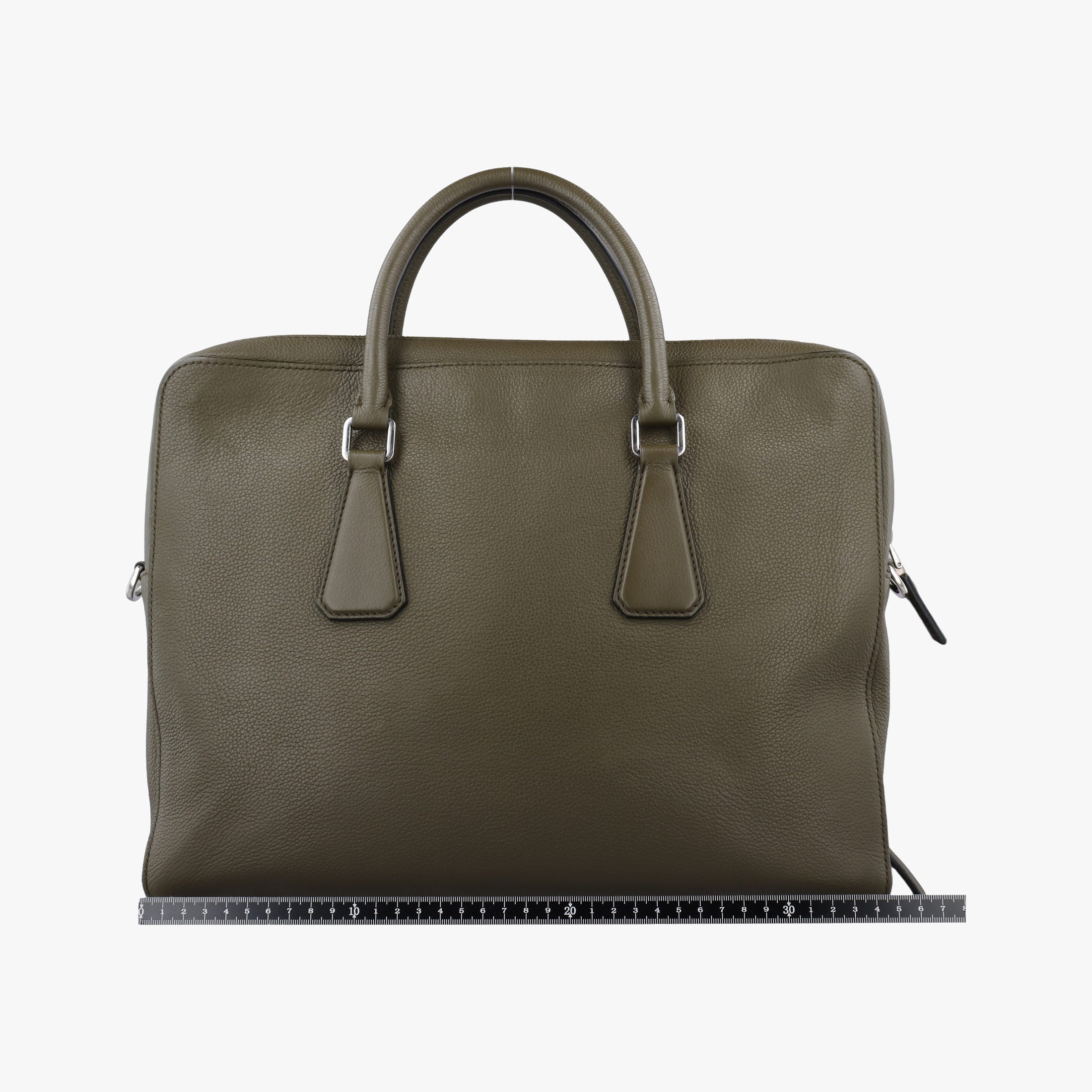 Pre-owned Prada Business Briefcase Green Leather 2VE368 handbag | stylenewstar