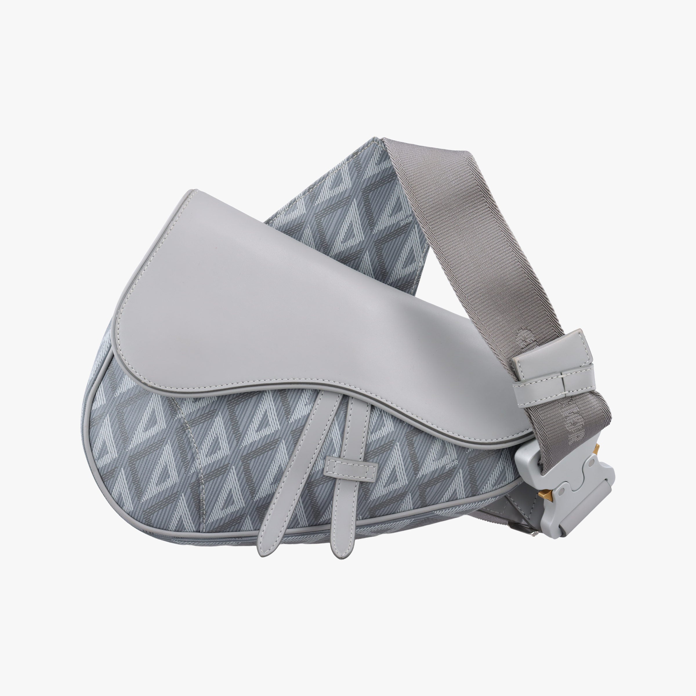 Secondhand Christian Dior Saddle Grey PVC coated canvas × leather  crossbodybag | stylenewstar