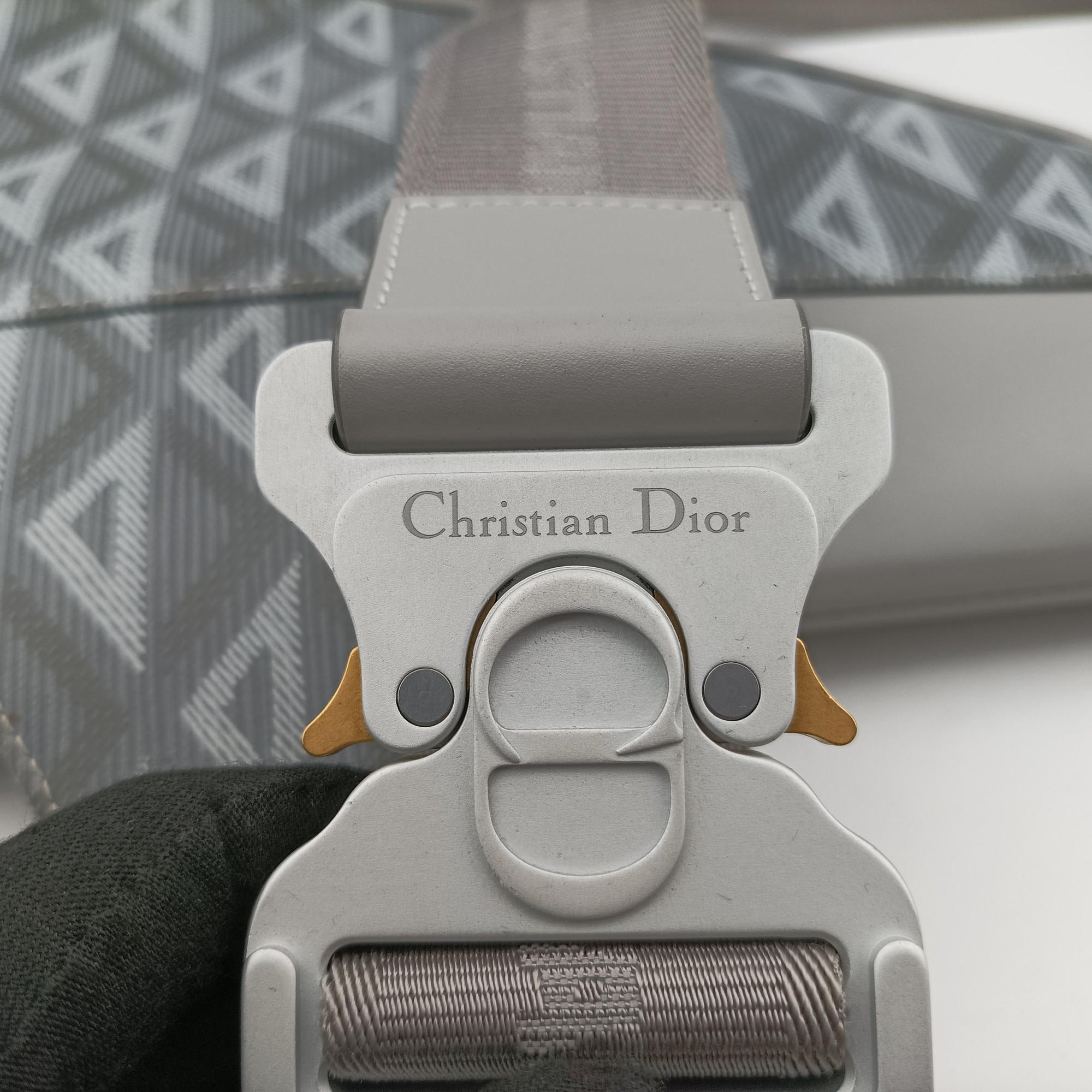 Secondhand Christian Dior Saddle Grey PVC coated canvas × leather  crossbodybag | stylenewstar
