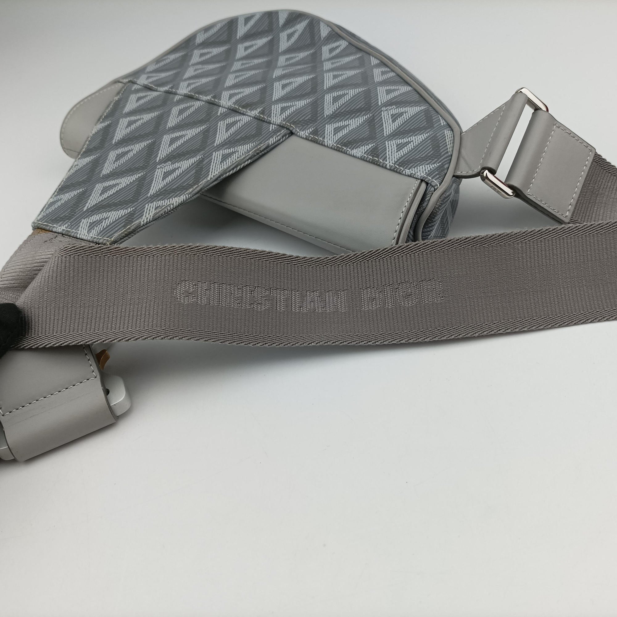 Secondhand Christian Dior Saddle Grey PVC coated canvas × leather  crossbodybag | stylenewstar
