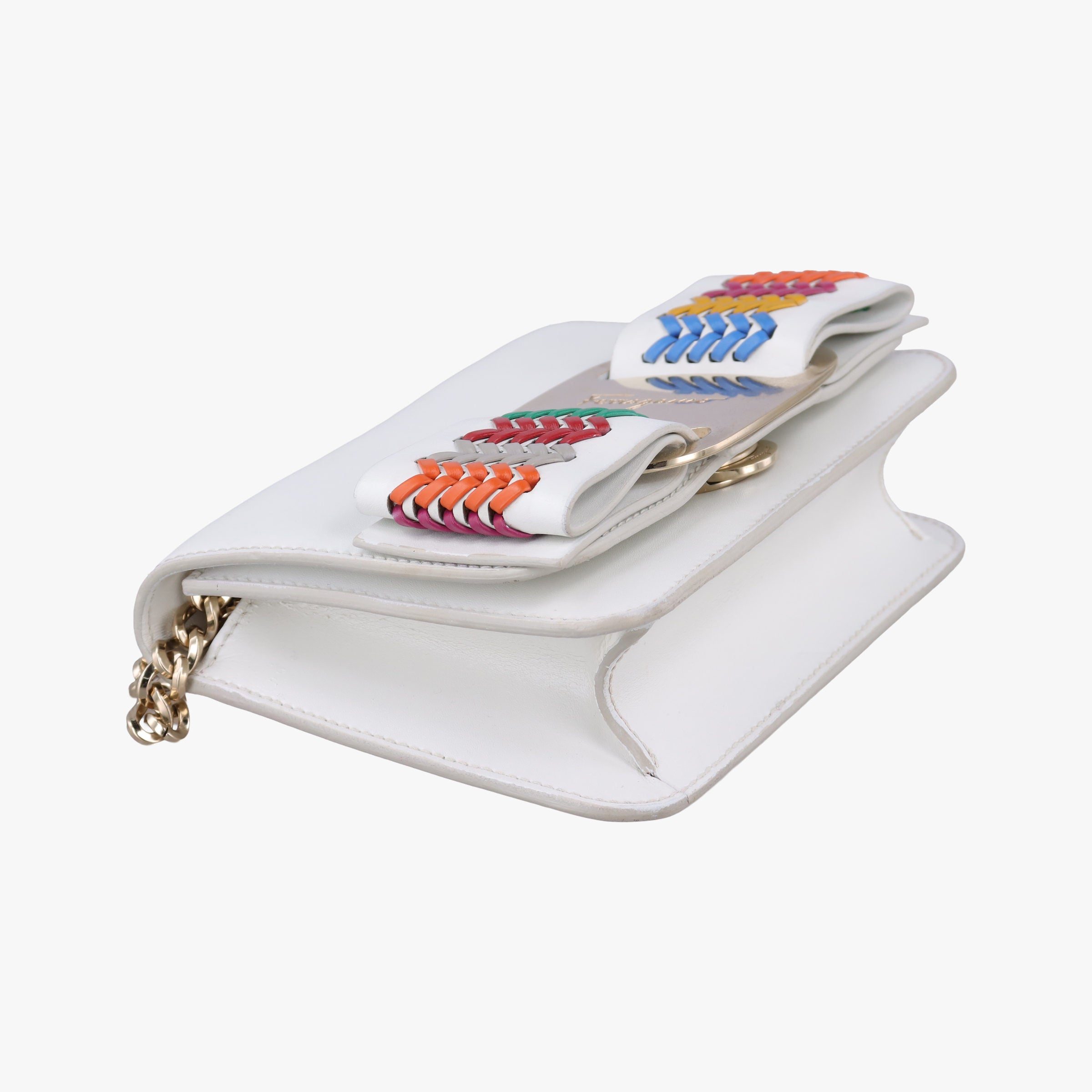 Pre-owned Ferragamo Viva White×multicolor Leather  shoulderbag | stylenewstar