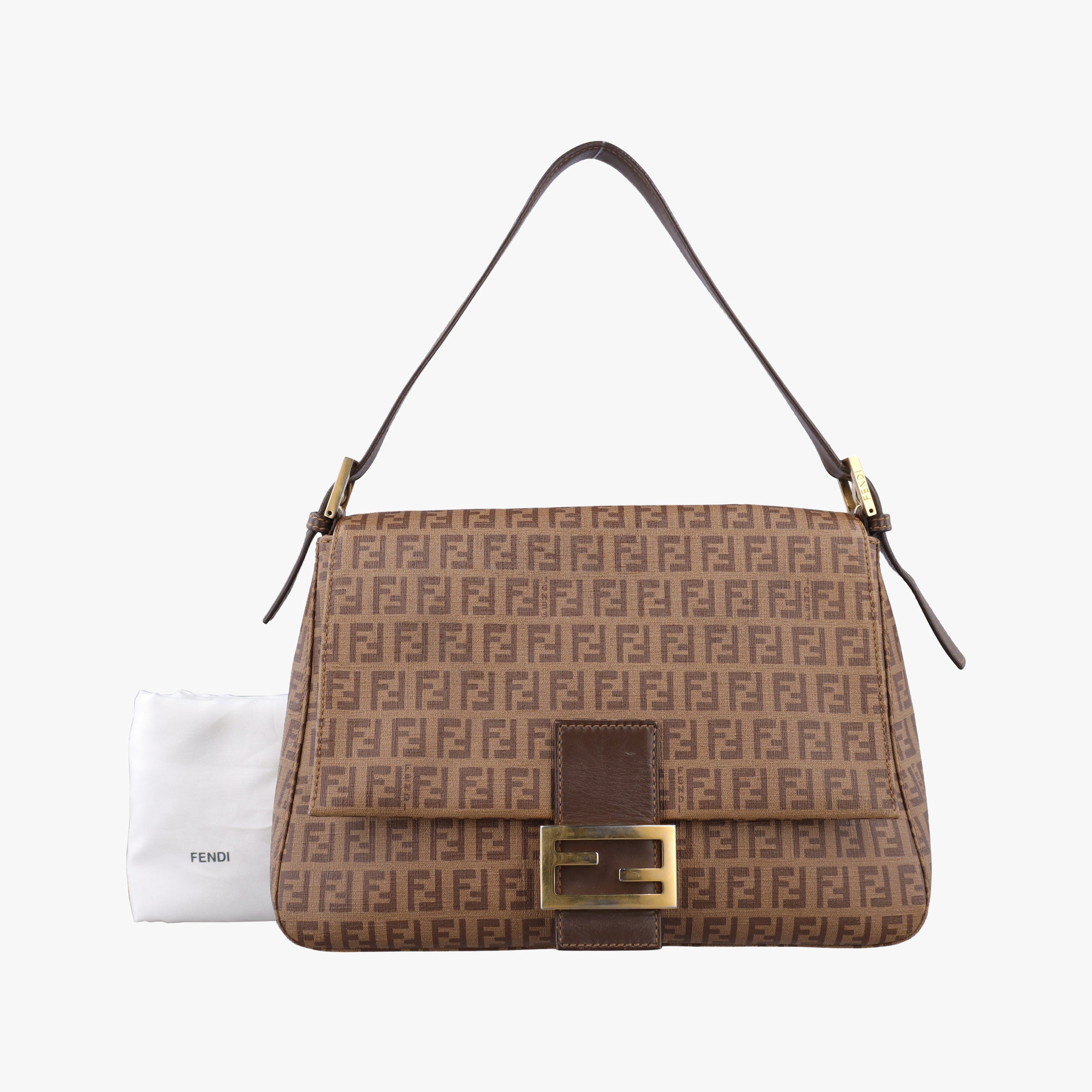 Pre-owned Fendi Baguette Zucchino Brown PVC coated canvas 8BR001 handbag | stylenewstar