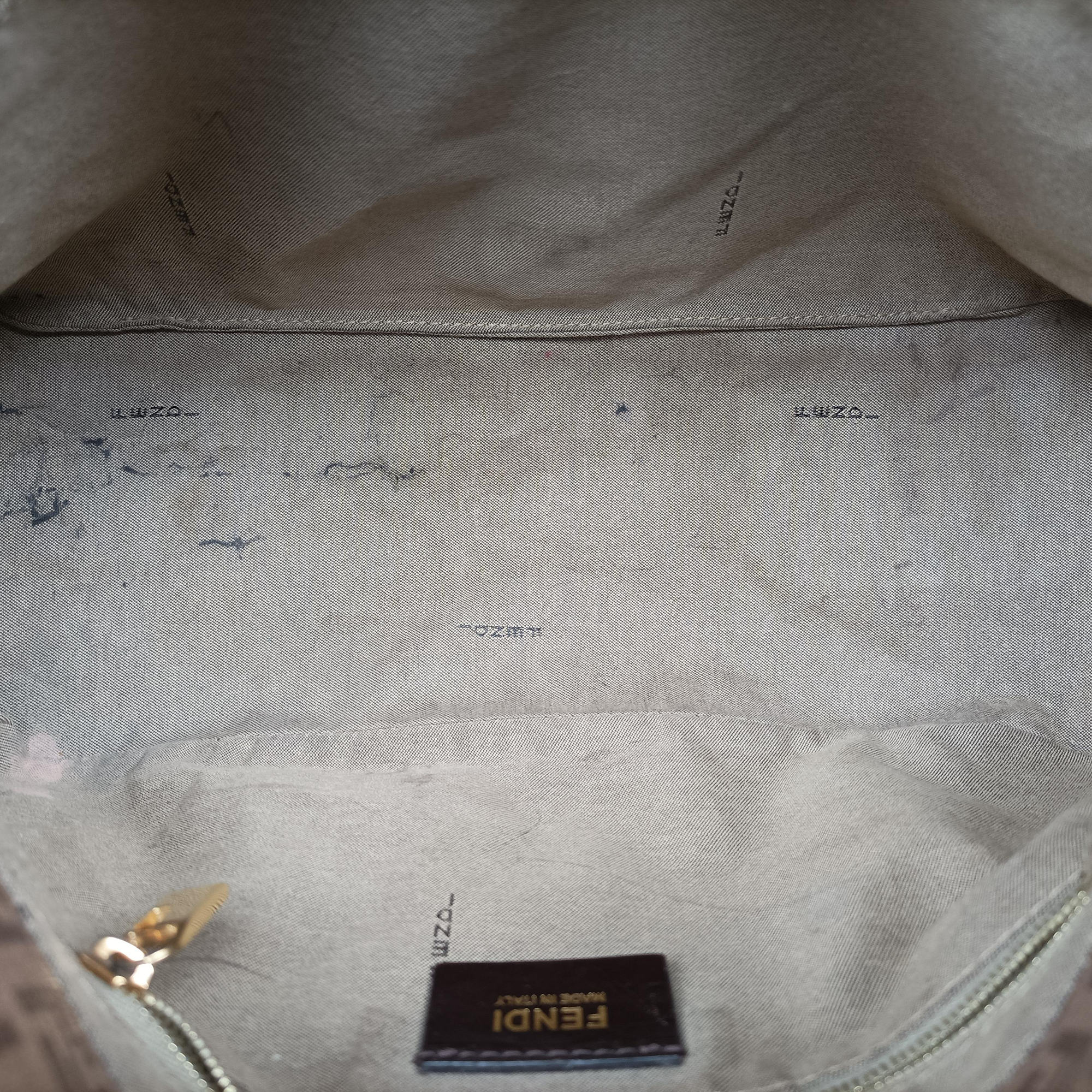 Pre-owned Fendi Baguette Zucchino Brown PVC coated canvas 8BR001 handbag | stylenewstar