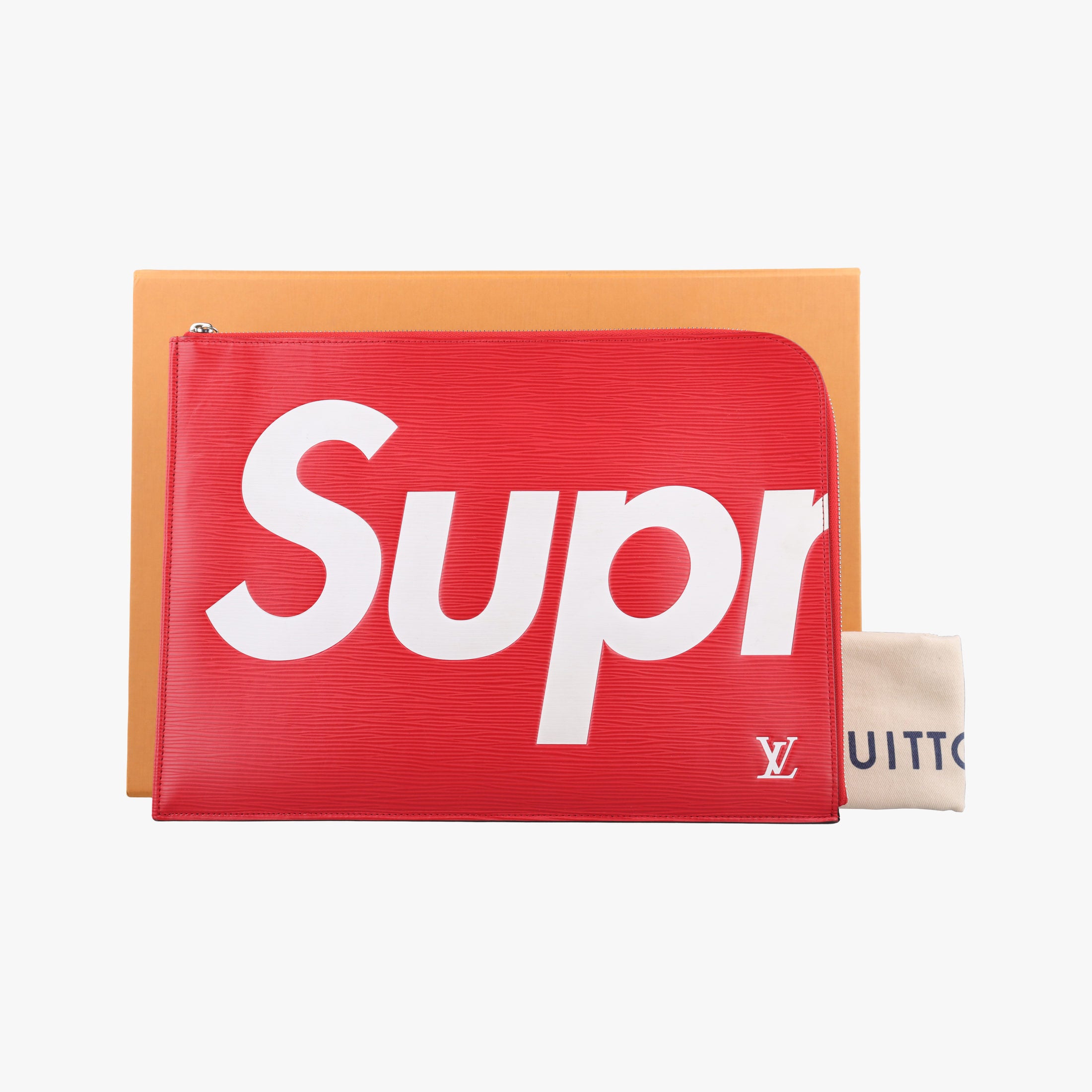 Pre-owned Louis Vuitton Pochette Jour GM Supreme Collaboration Rouge×White epi M67722 clutchbag | stylenewstar