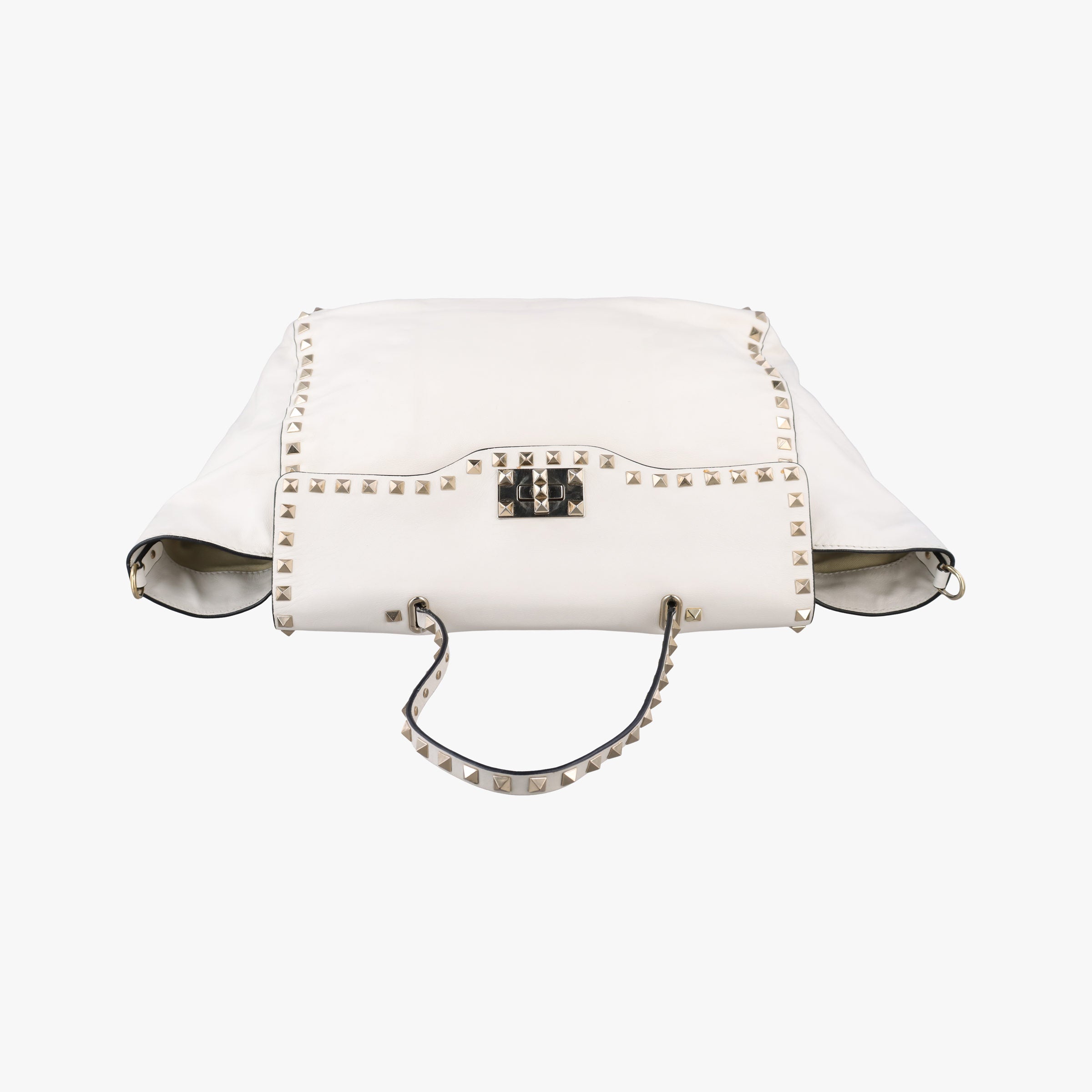 Pre-owned Valentino Rockstud White Leather  shoulderbag | stylenewstar