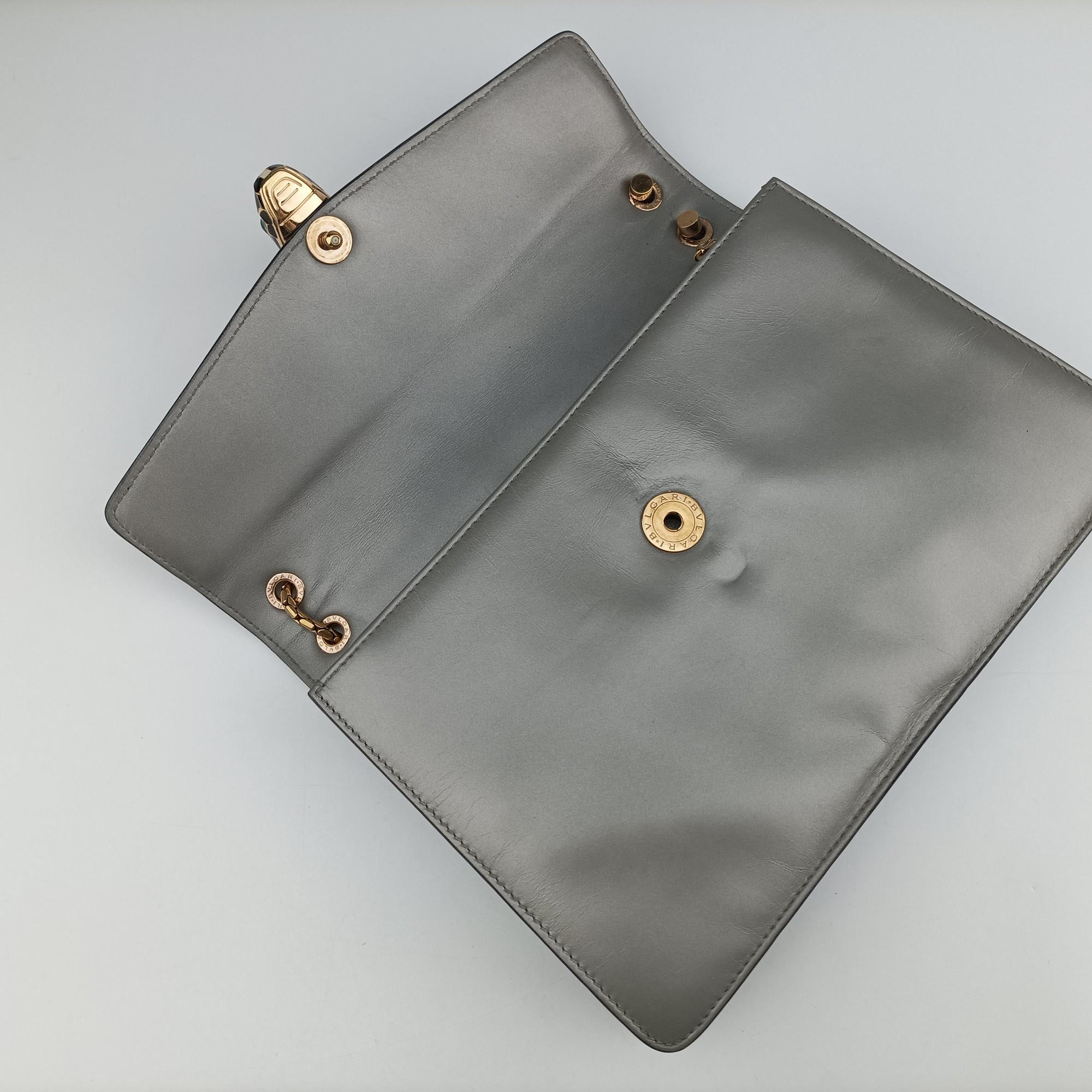 Pre-owned Bvlgari SERPENTI FOREVER Grey Galuchat Skin×Leather  shoulderbag | stylenewstar