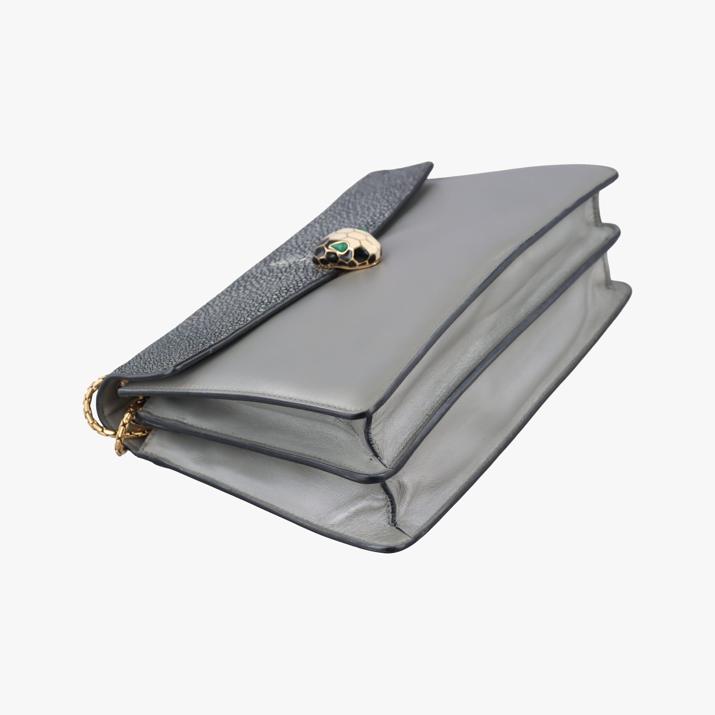 Pre-owned Bvlgari SERPENTI FOREVER Grey Galuchat Skin×Leather  shoulderbag | stylenewstar