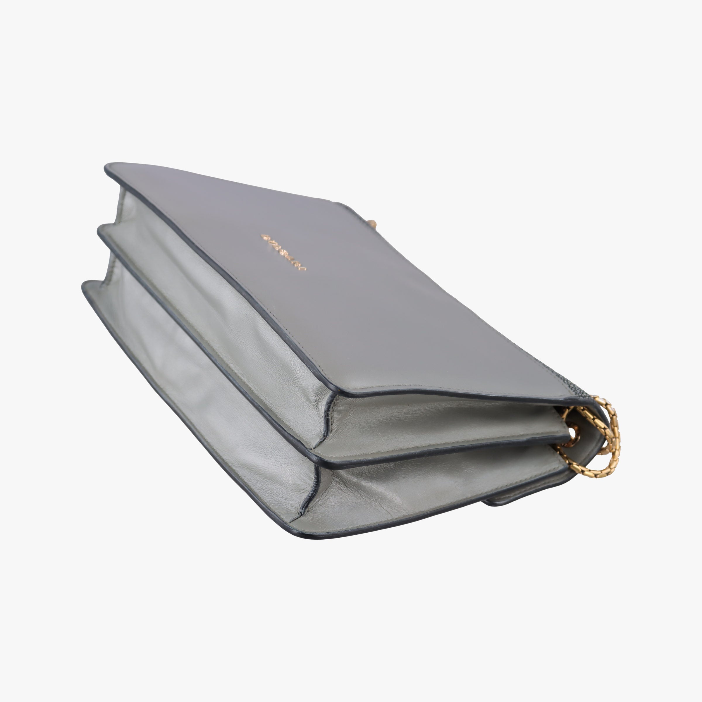 Pre-owned Bvlgari SERPENTI FOREVER Grey Galuchat Skin×Leather  shoulderbag | stylenewstar