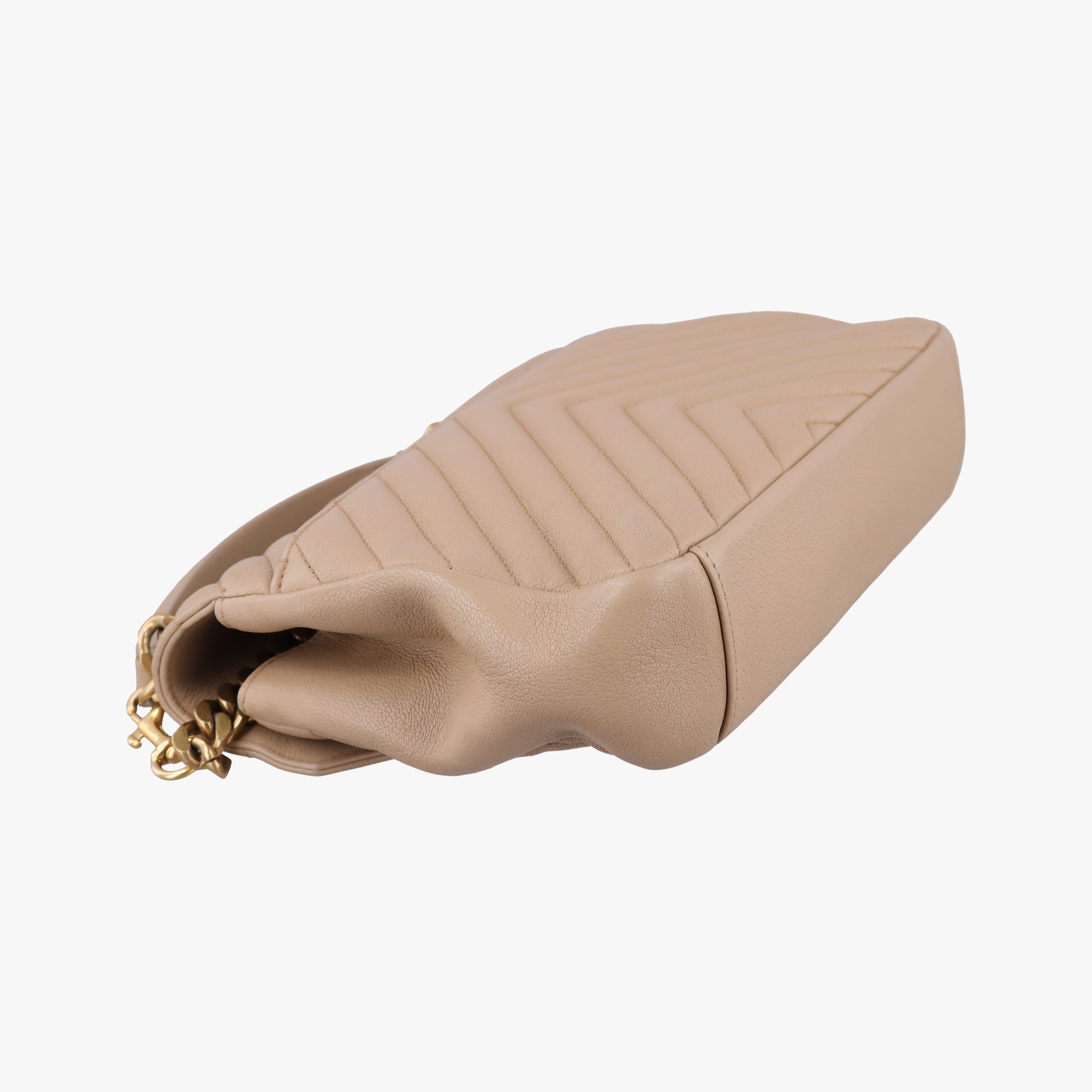Pre-owned Yves Saint Laurent COLLEGE Beige Leather 600279 shoulderbag | stylenewstar