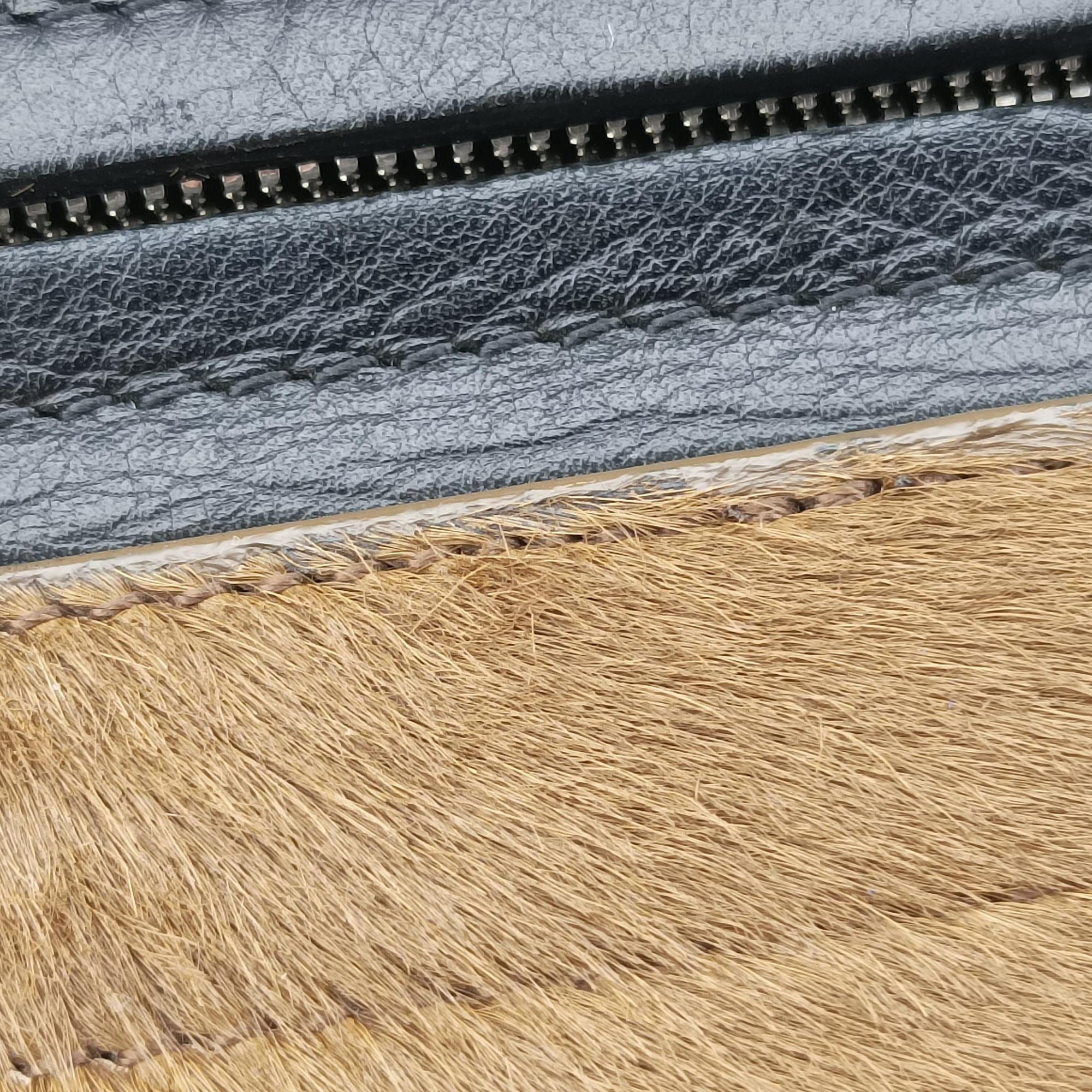 Pre-owned Celine Trapeze Black×Brown×Blue ponyhair  shoulderbag | stylenewstar