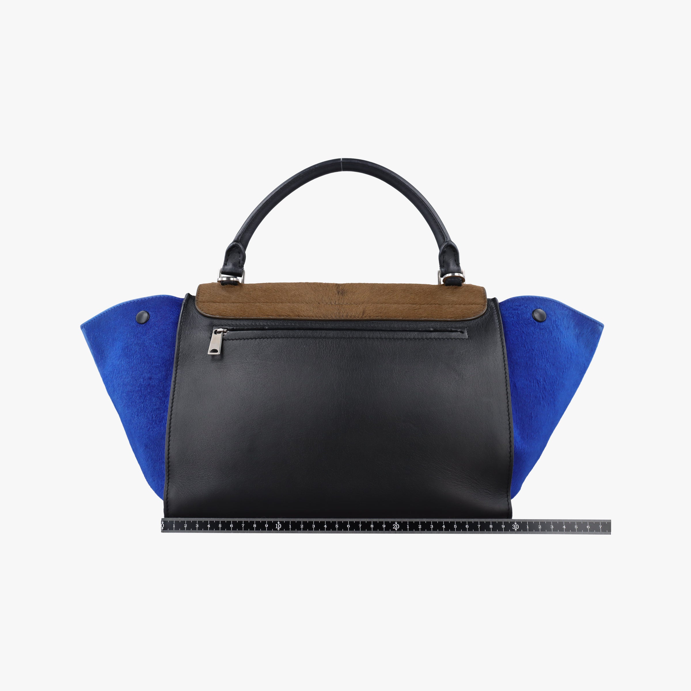 Pre-owned Celine Trapeze Black×Brown×Blue ponyhair  shoulderbag | stylenewstar