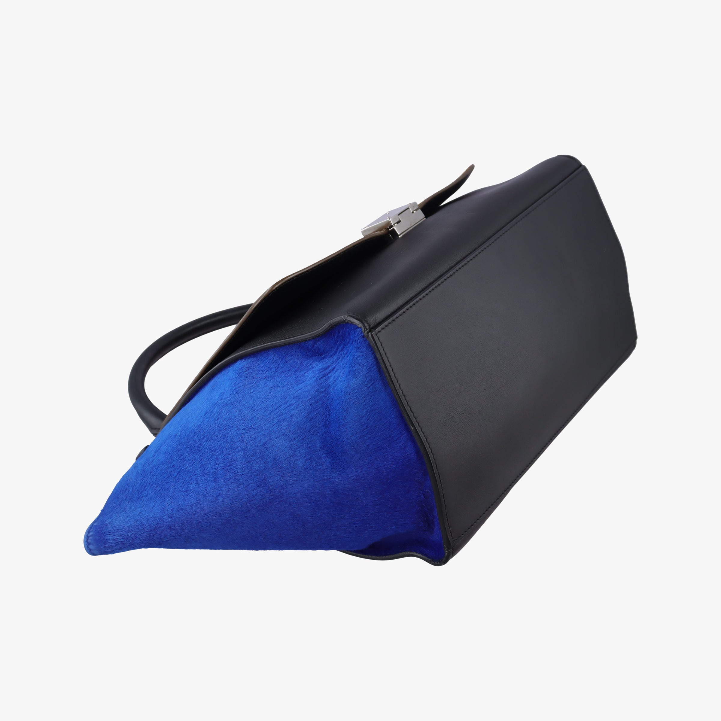 Pre-owned Celine Trapeze Black×Brown×Blue ponyhair  shoulderbag | stylenewstar