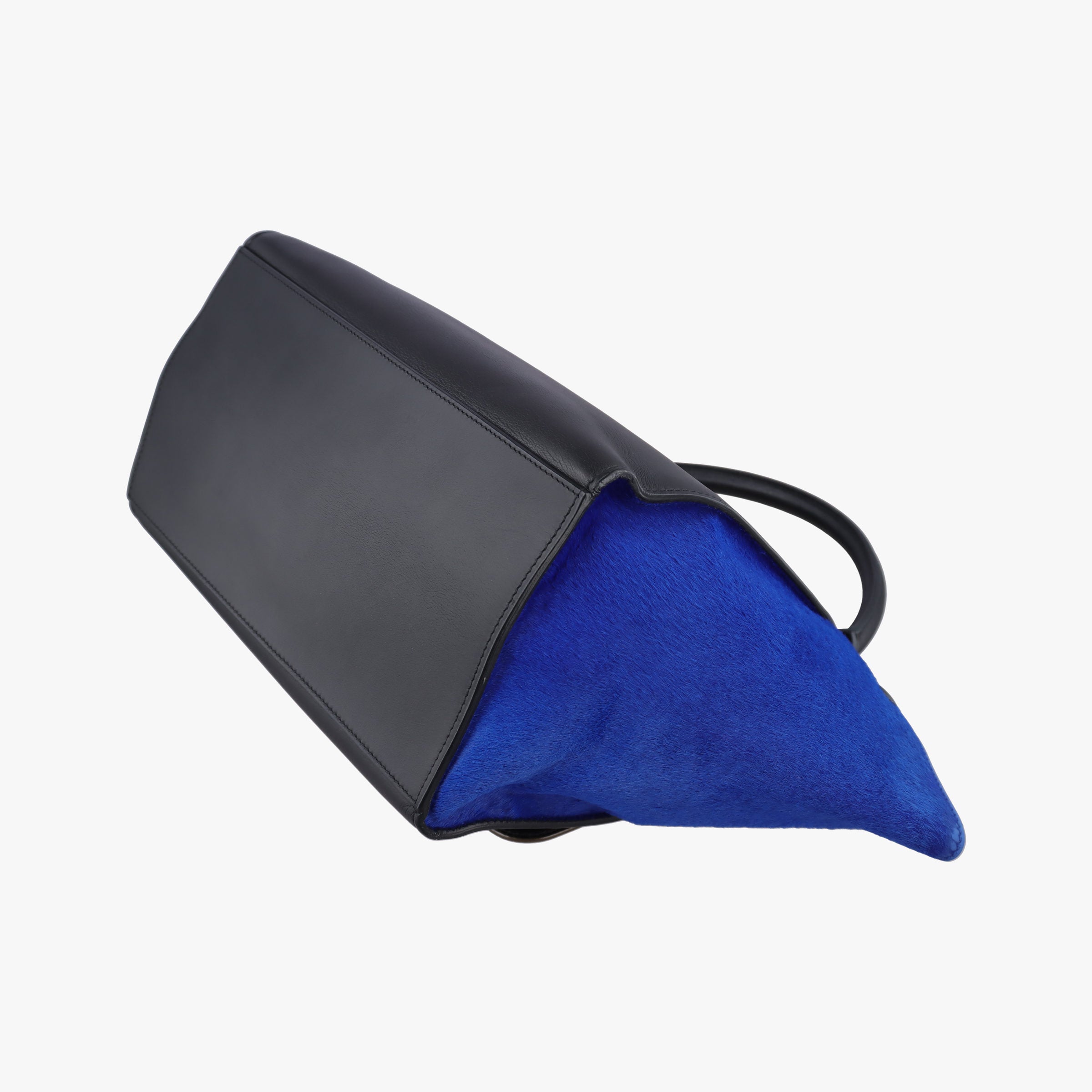Pre-owned Celine Trapeze Black×Brown×Blue ponyhair  shoulderbag | stylenewstar