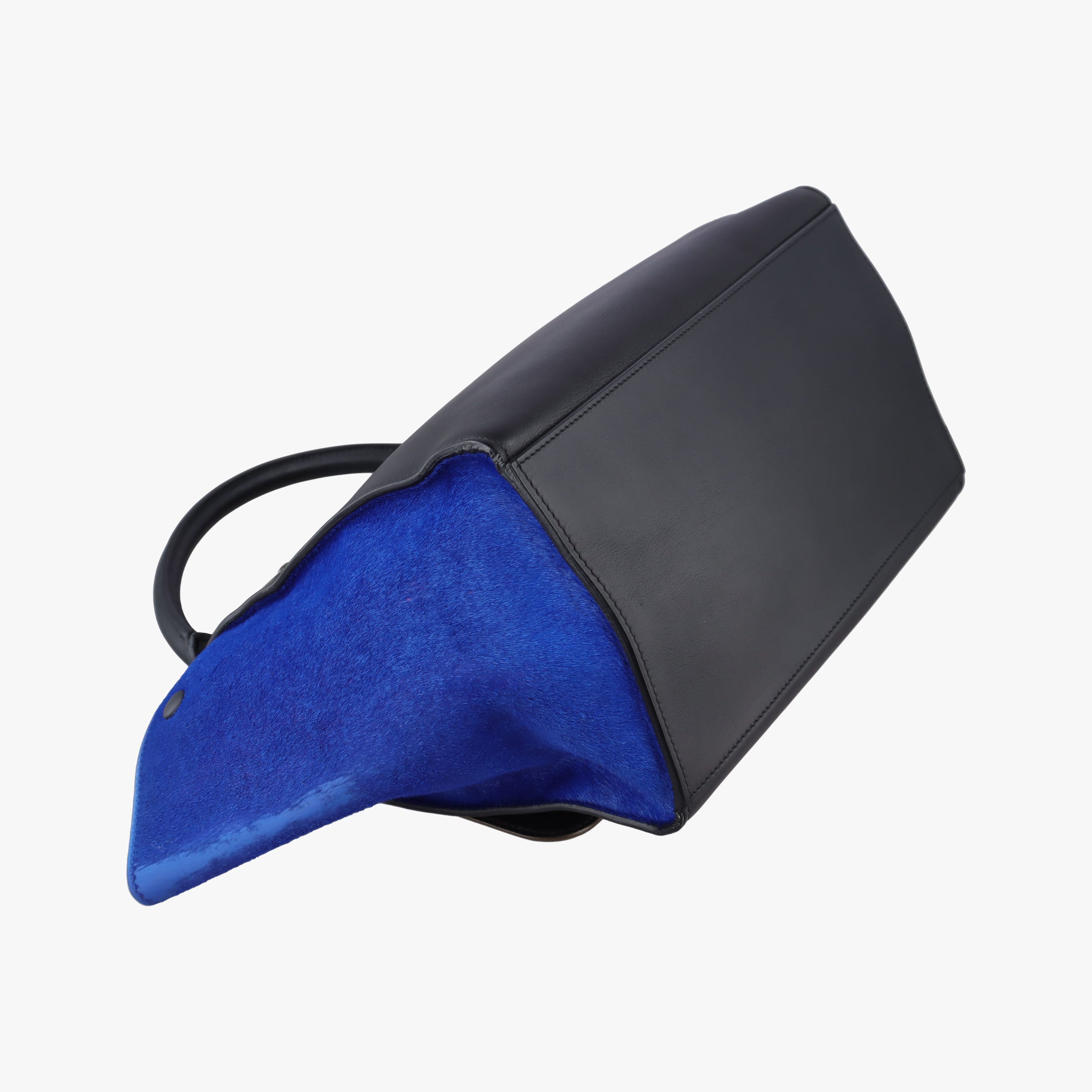 Pre-owned Celine Trapeze Black×Brown×Blue ponyhair  shoulderbag | stylenewstar