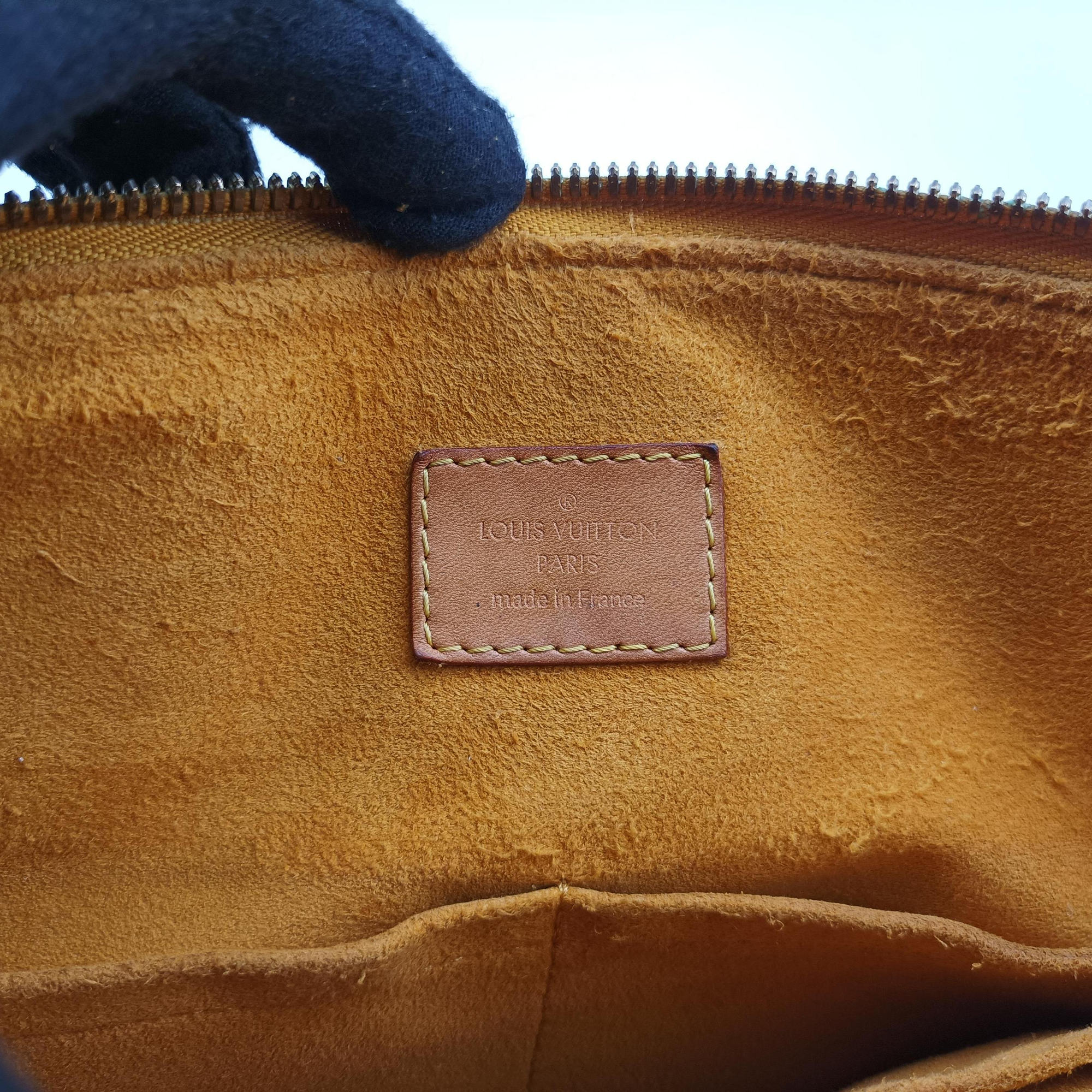 Pre-owned Louis Vuitton PALLAS brown×SAFRAN Monogram Canvas×calf leather M40929 shoulderbag | stylenewstar