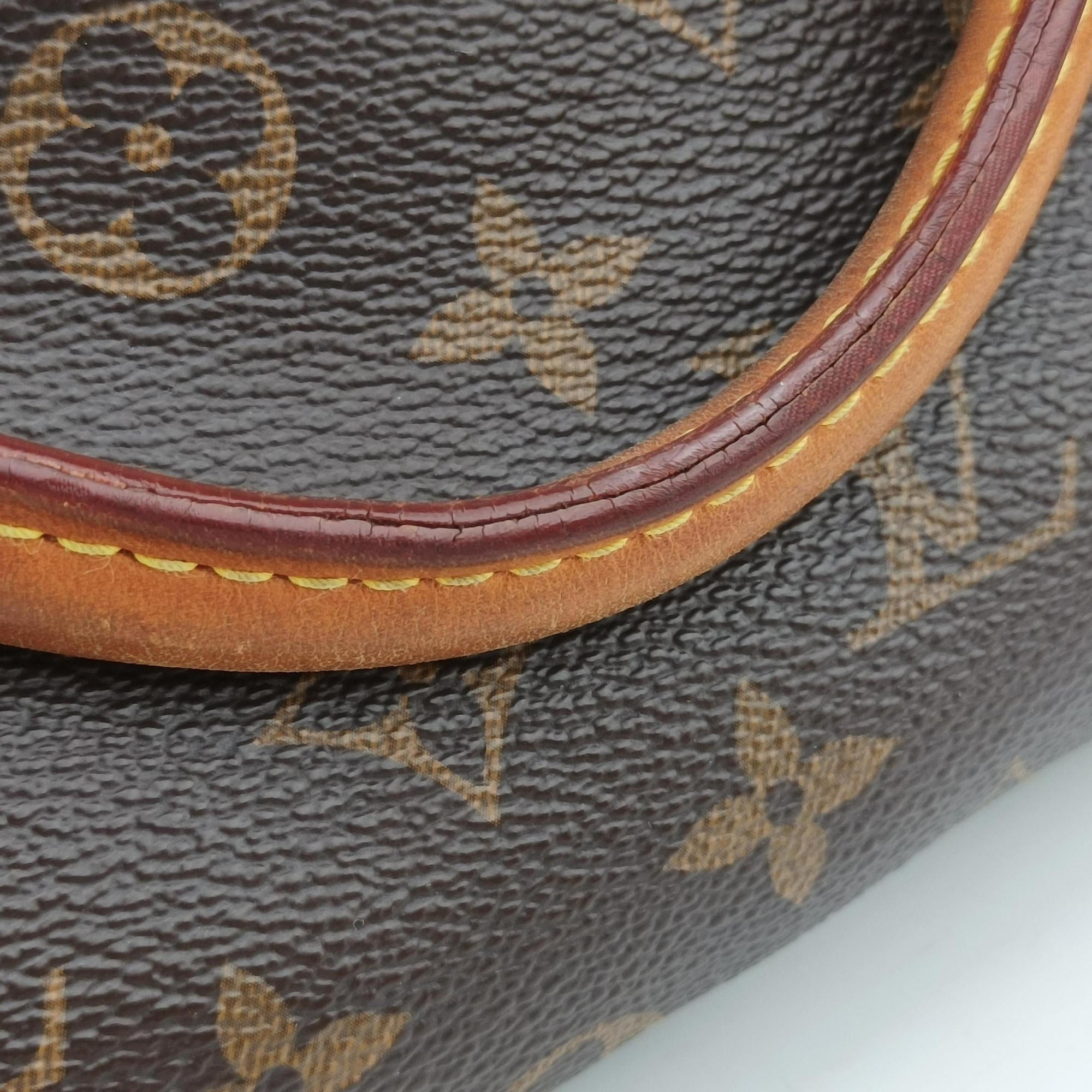 Pre-owned Louis Vuitton PALLAS brown×SAFRAN Monogram Canvas×calf leather M40929 shoulderbag | stylenewstar