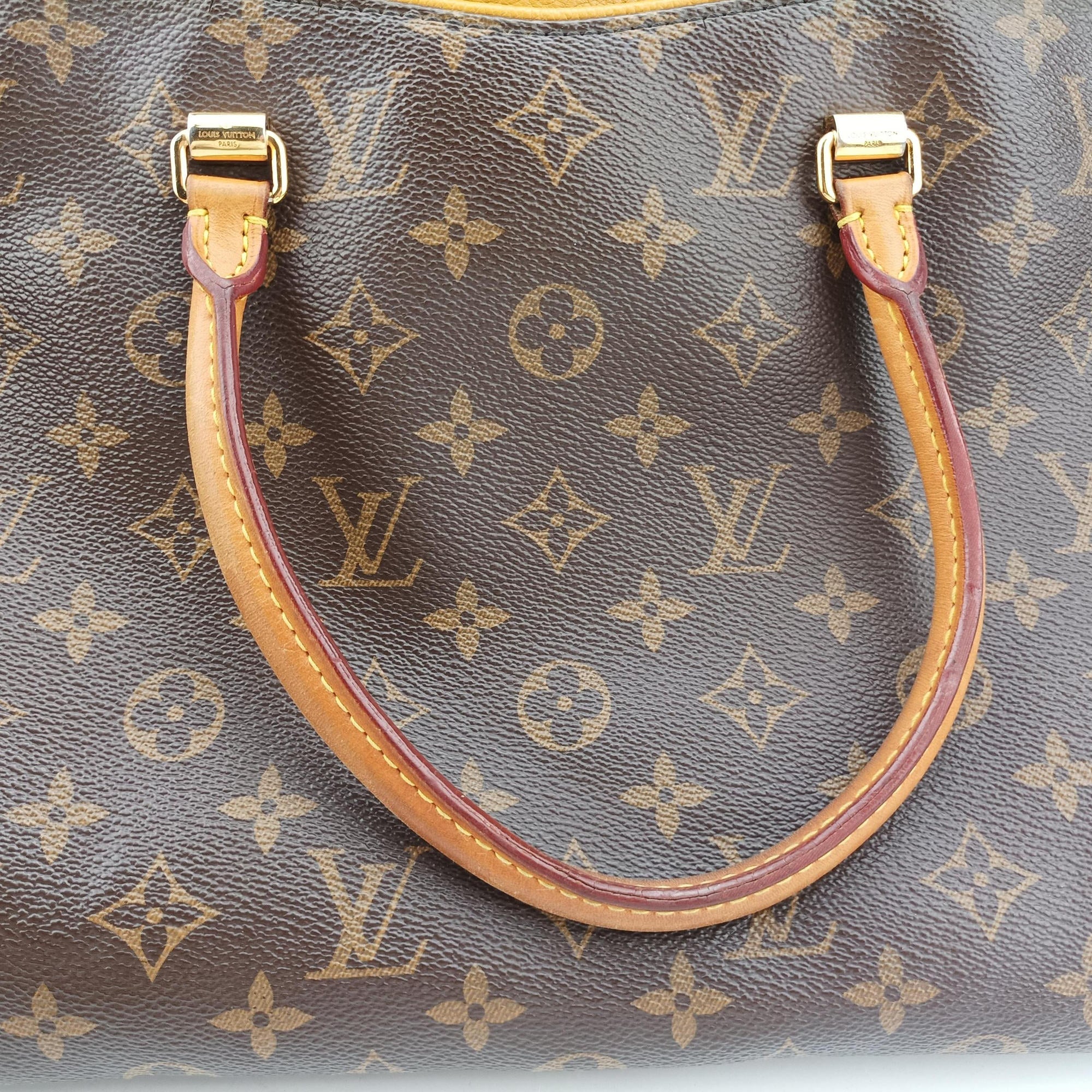 Pre-owned Louis Vuitton PALLAS brown×SAFRAN Monogram Canvas×calf leather M40929 shoulderbag | stylenewstar