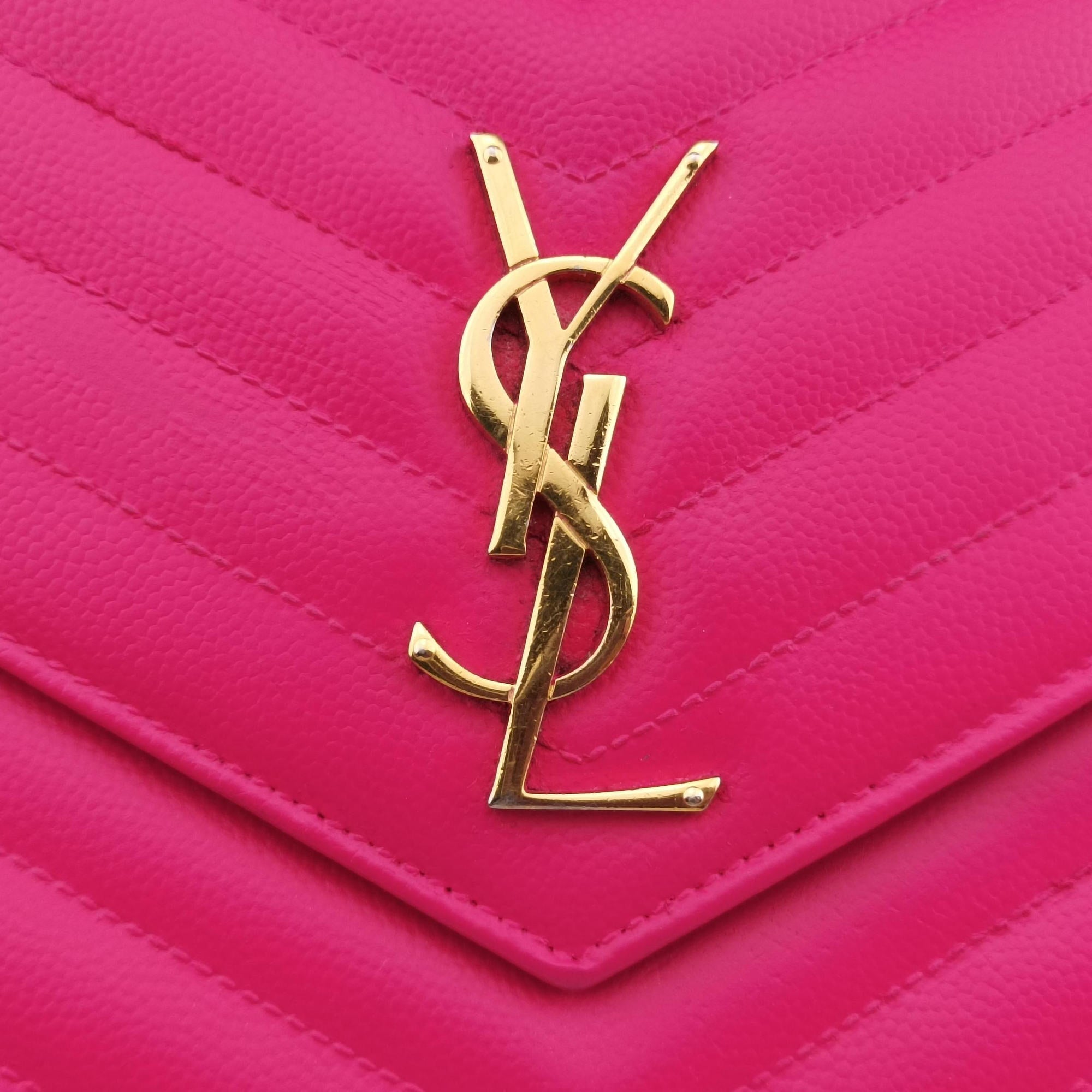 Pre-owned Yves Saint Laurent MONOGRAM Rose Leather 360452 shoulderbag | stylenewstar
