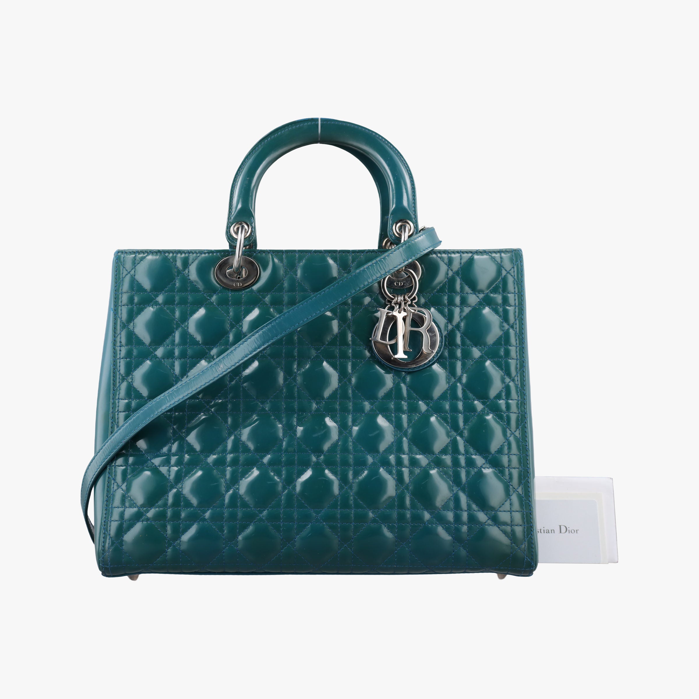 Pre-owned Christian Dior Lady Dior Blue Patent　Leather  shoulderbag | stylenewstar