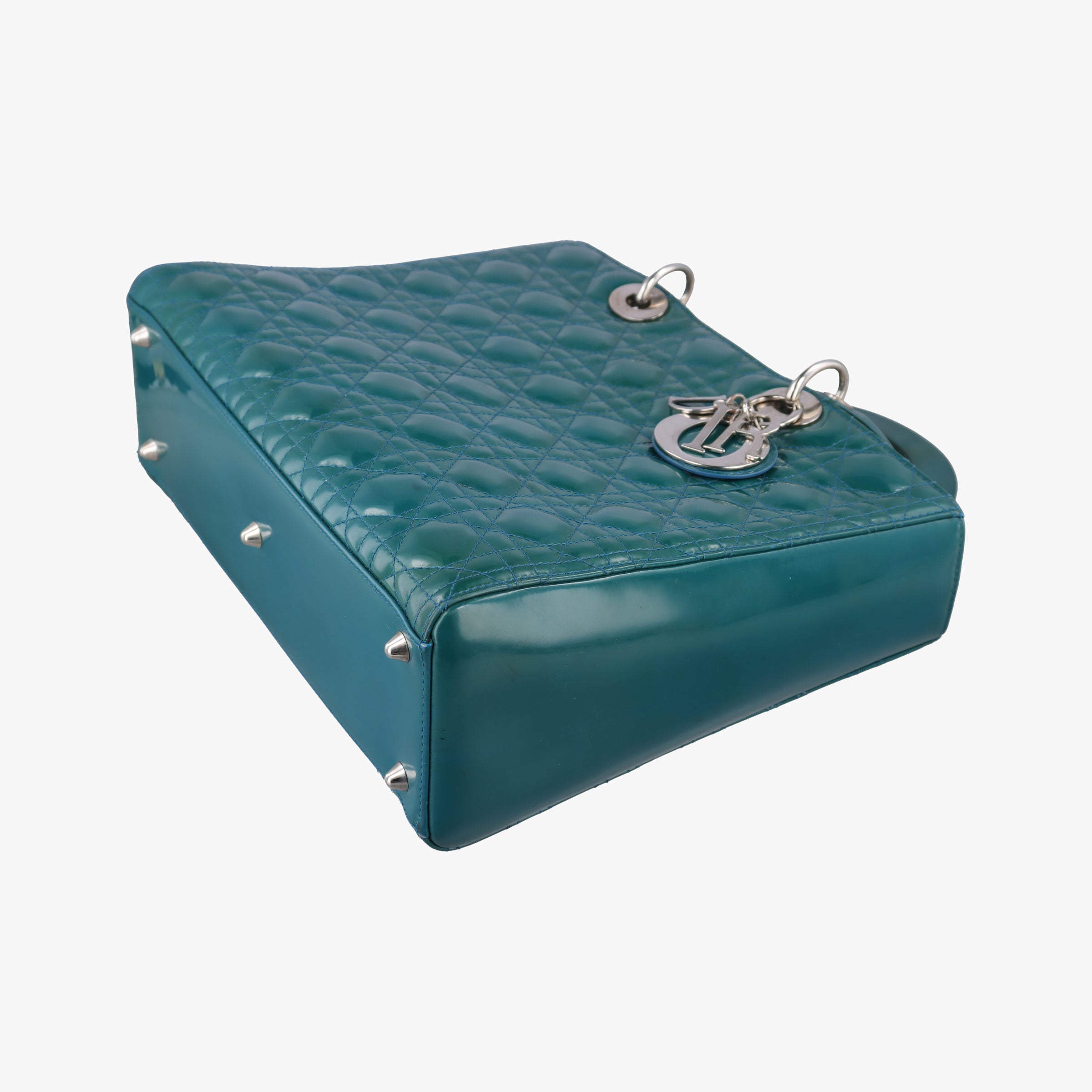 Pre-owned Christian Dior Lady Dior Blue Patent　Leather  shoulderbag | stylenewstar