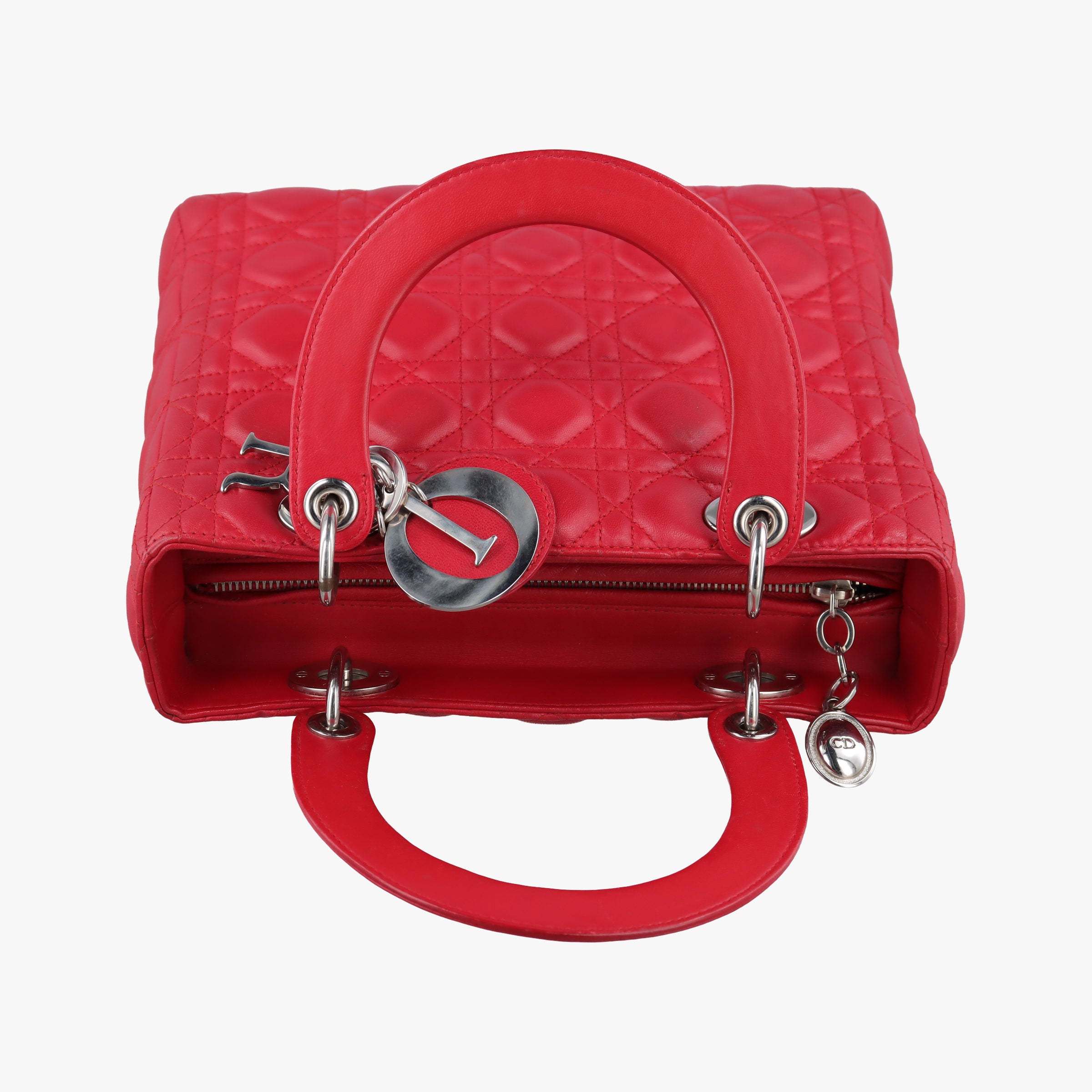 Pre-owned Christian Dior Lady Dior Red lambskin  shoulderbag | stylenewstar