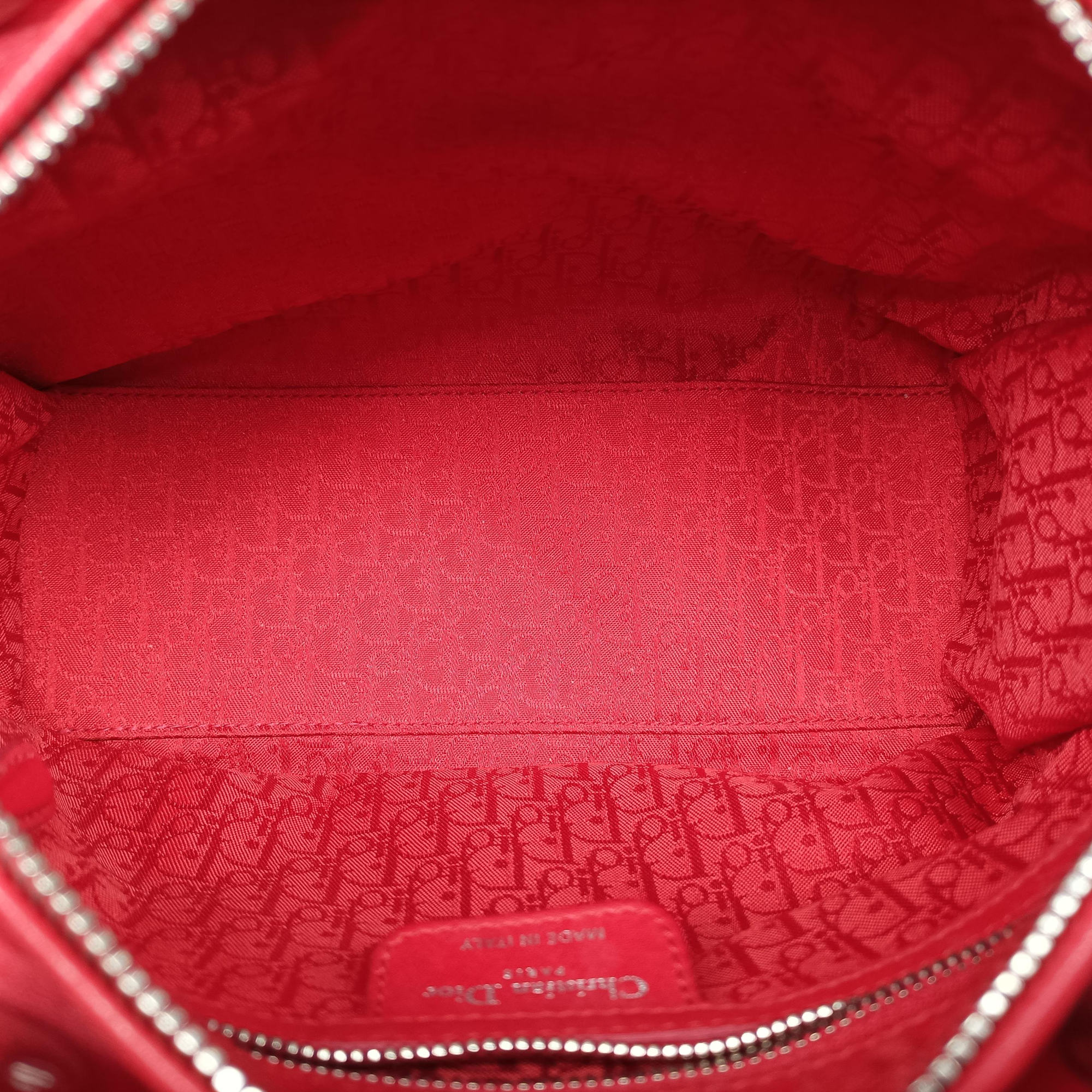 Pre-owned Christian Dior Lady Dior Red lambskin  shoulderbag | stylenewstar