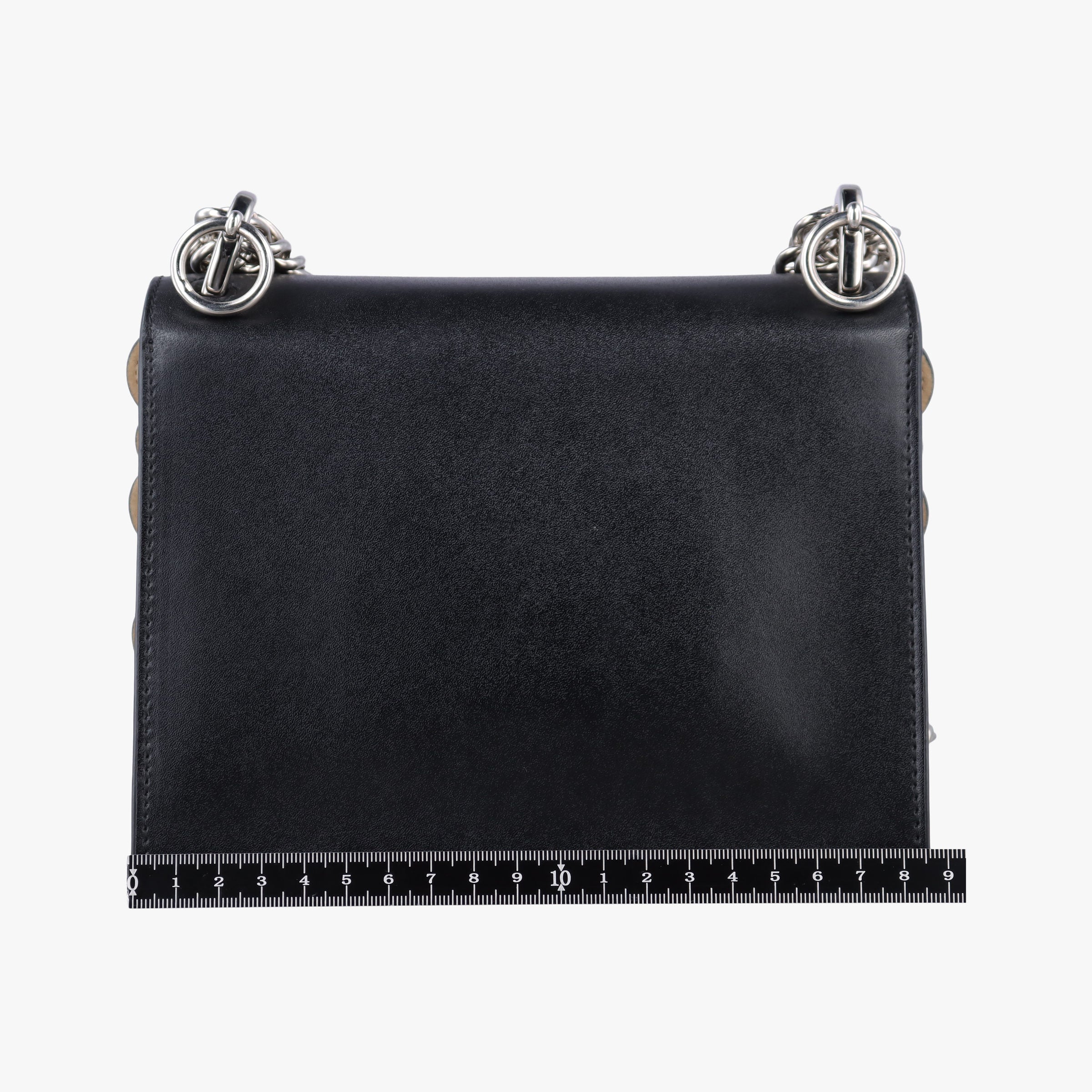 Pre-owned Fendi studded Kan I Black Leather 8M0381 shoulderbag | stylenewstar