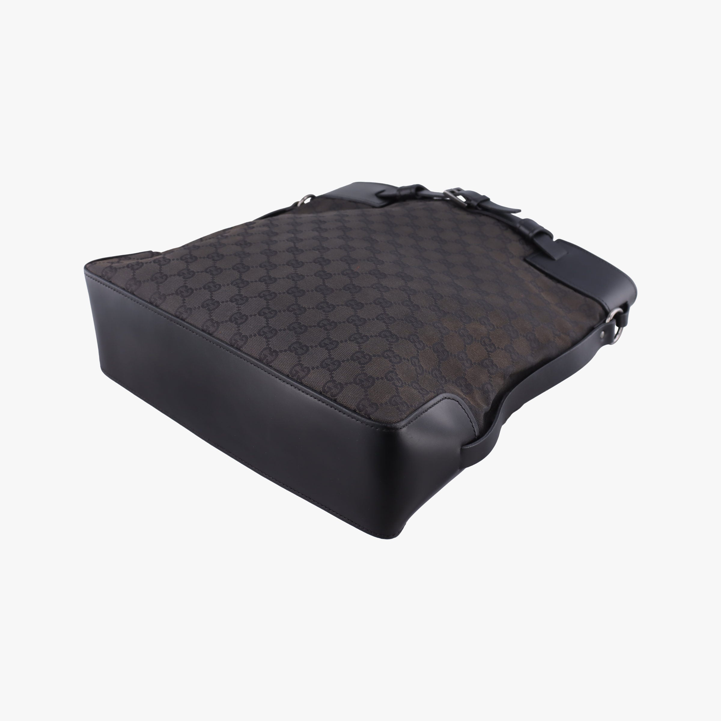 Pre-owned Gucci belt buckle GG pattern Grey Canvas×Leather 107756 handbag | stylenewstar