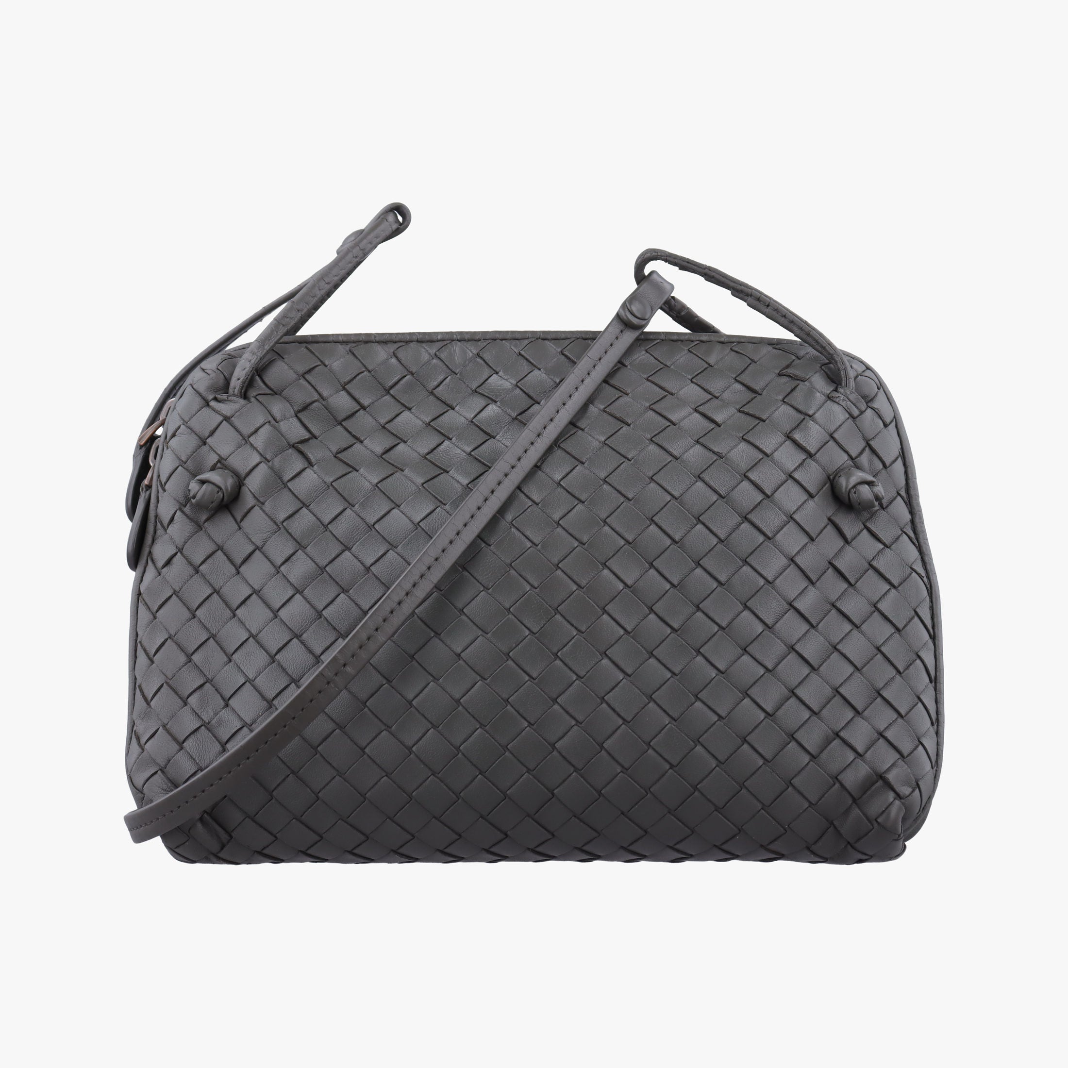 Pre-owned Bottega Veneta NODINI Intrecciato Grey lambskin  shoulderbag | stylenewstar