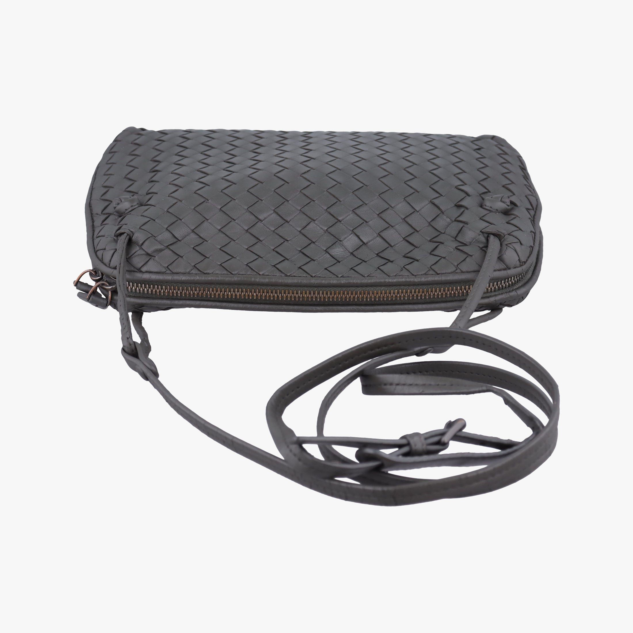 Pre-owned Bottega Veneta NODINI Intrecciato Grey lambskin  shoulderbag | stylenewstar
