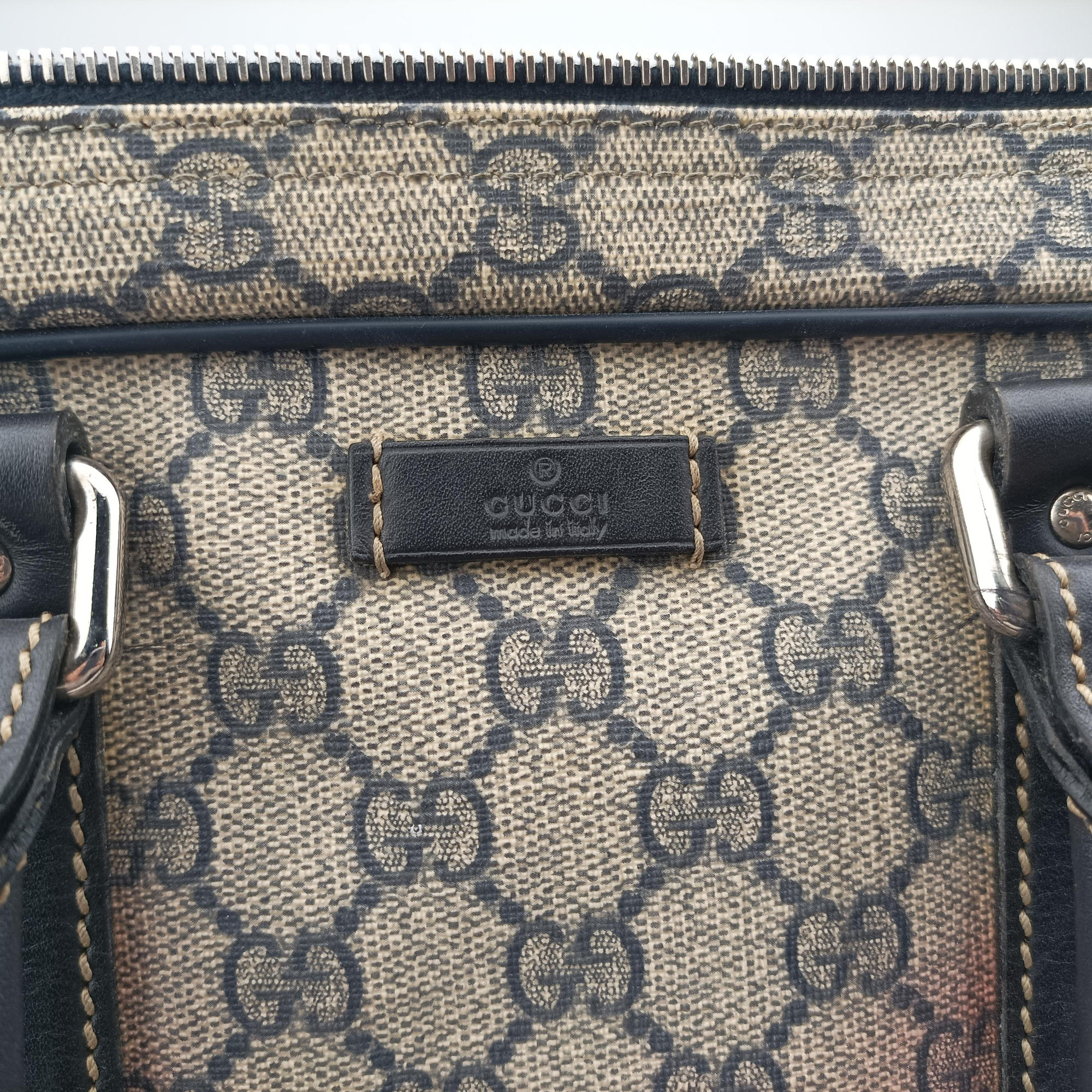 Pre-owned Gucci GG plus GG Supreme Briefcase Beige×Black PVC coated canvas 201480 handbag | stylenewstar