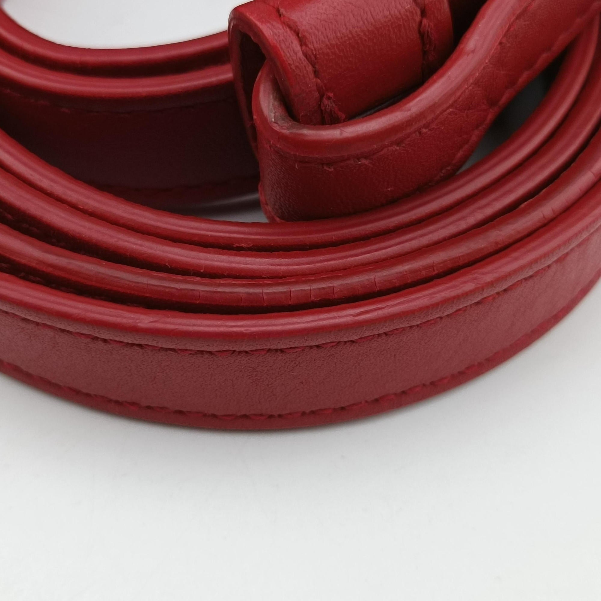 Pre-owned Yves Saint Laurent CLASSIC BABY DUFFLE Red Leather 330958 shoulderbag | stylenewstar