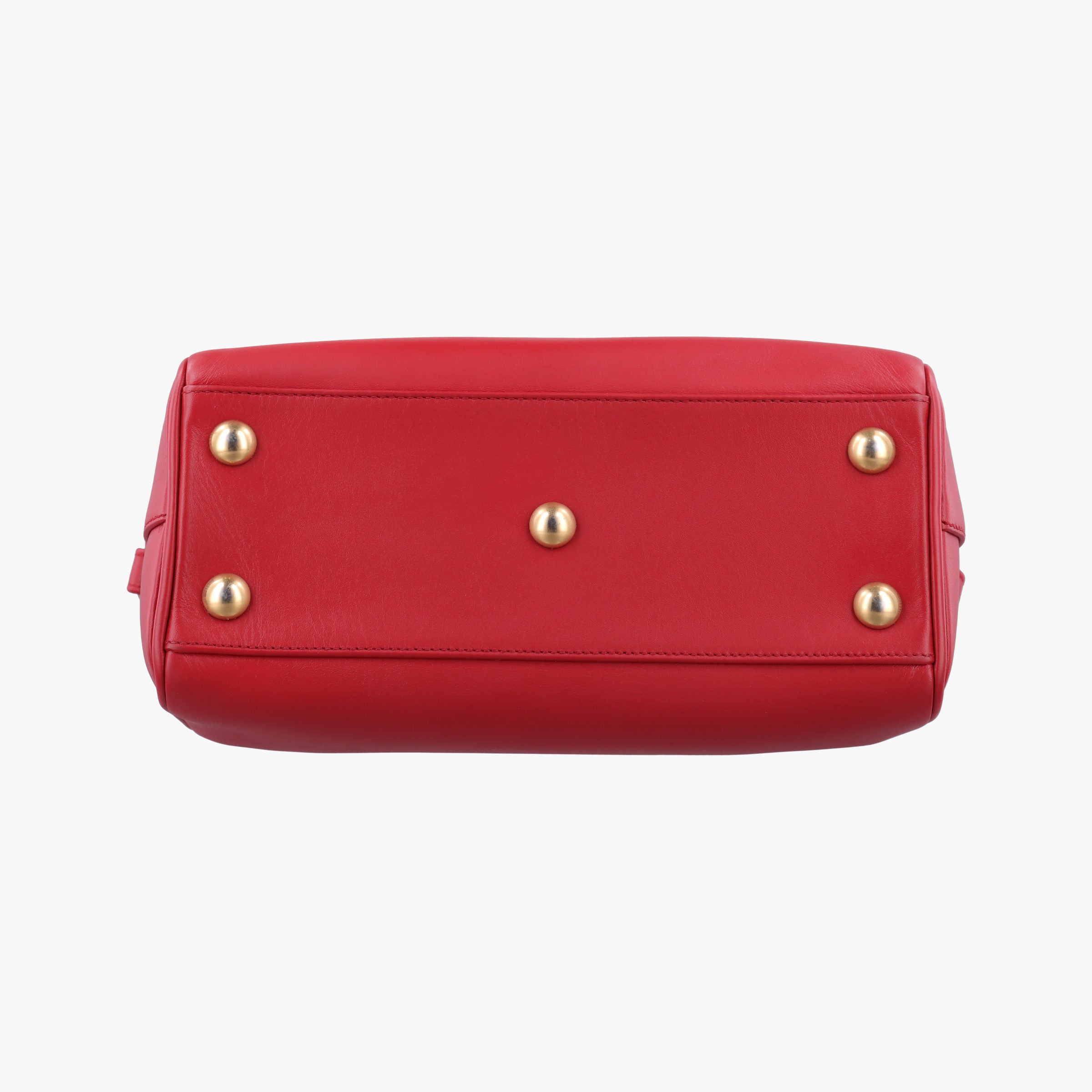 Pre-owned Yves Saint Laurent CLASSIC BABY DUFFLE Red Leather 330958 shoulderbag | stylenewstar