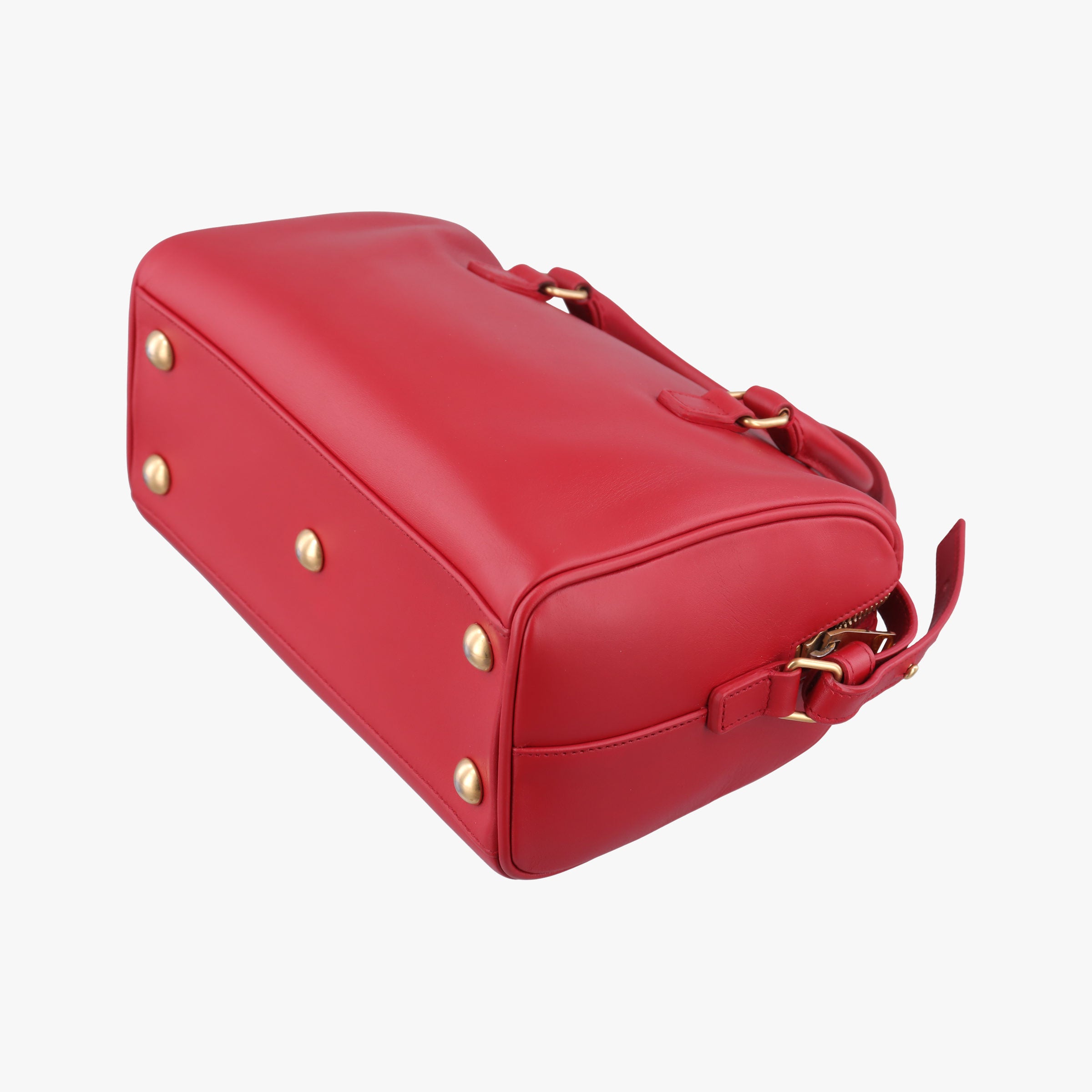 Pre-owned Yves Saint Laurent CLASSIC BABY DUFFLE Red Leather 330958 shoulderbag | stylenewstar