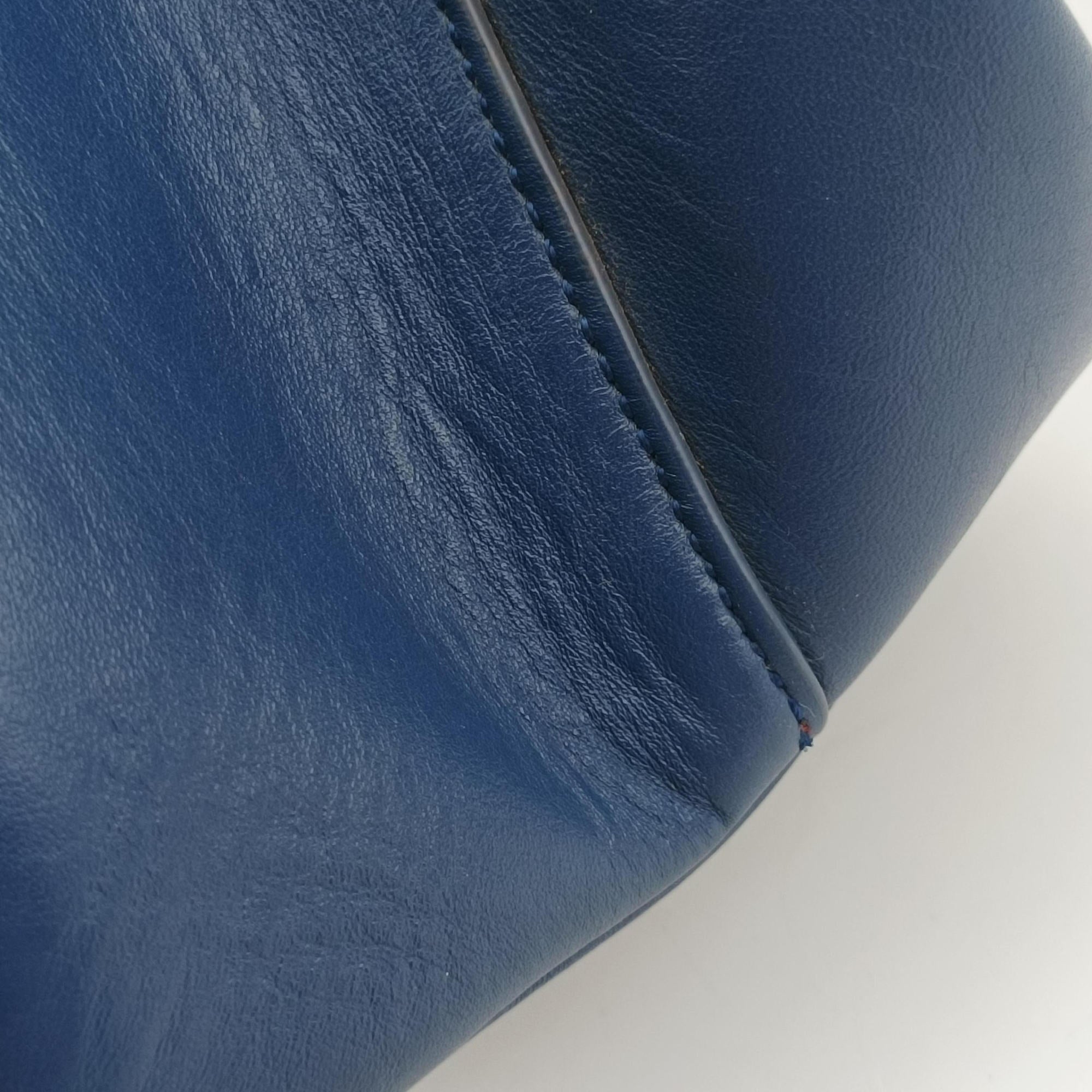 Vintage Prada Double Cuir Blue SAFFIANO Leather B2756T handbag | stylenewstar